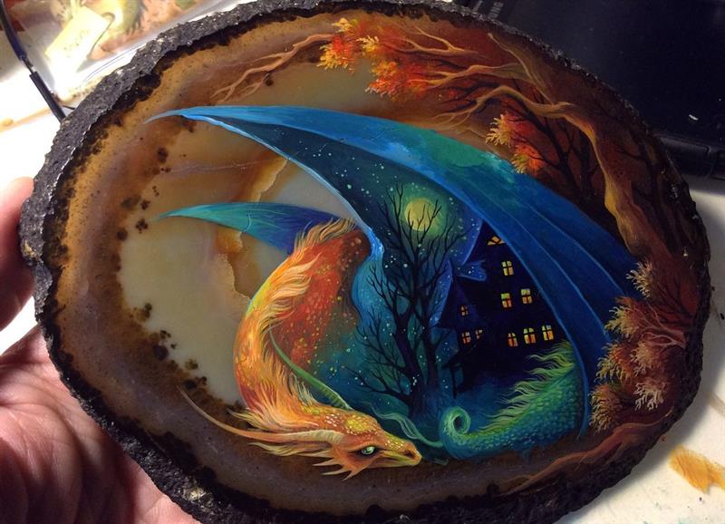 art Story: The real treasures: colorful dragons painted on stones will leave you breathless