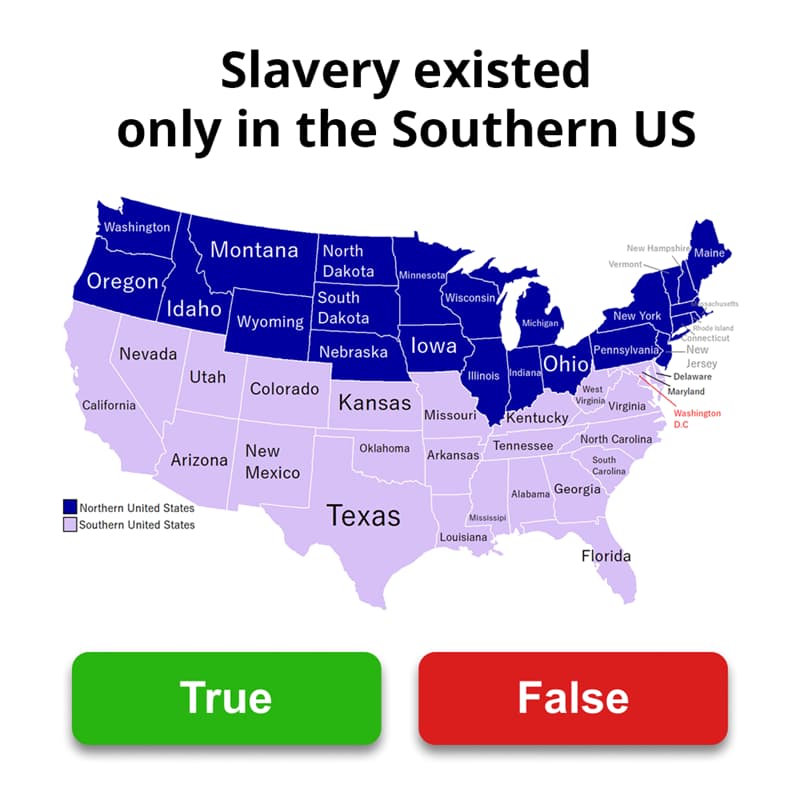 History Story: Slavery existed only in the Southern United States
