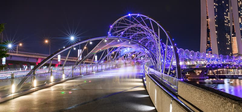 Geography Story: #3 The illuminated Hellix Bridge in Singapore