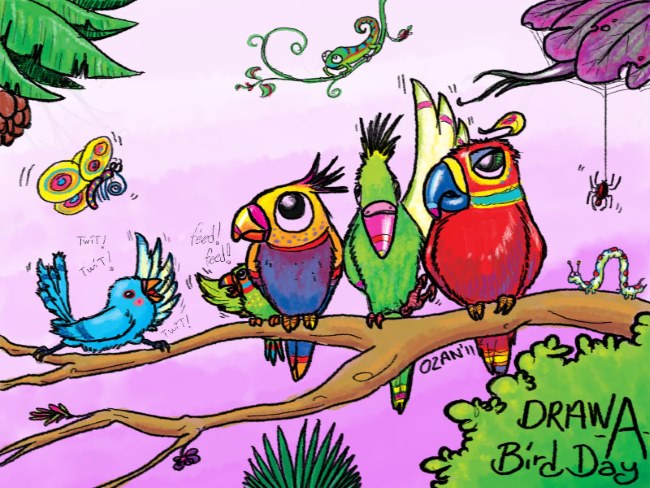 Society Trivia Question: When did the story of Draw A Bird Day start?