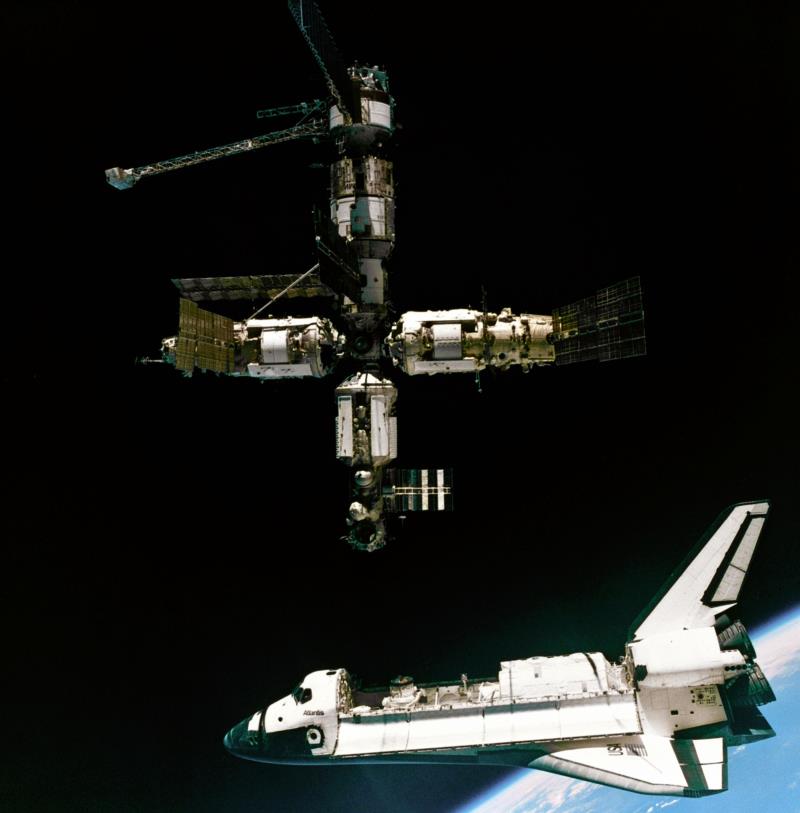 Science Trivia Question: In what year did the US shuttle dock with a Russian space station for the first time?