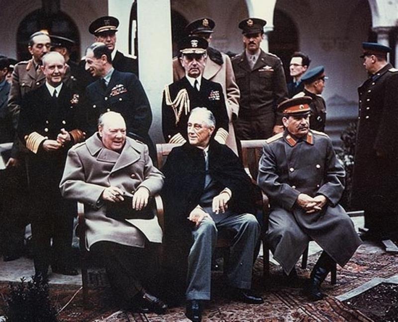 History Trivia Question: A picture of World War II's "big three", Churchill, Roosevelt, Stalin. But where are they?