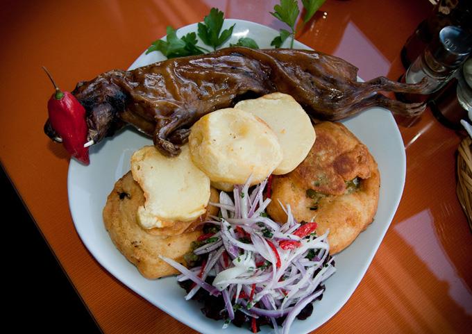Культура Вопрос: Куй - популярное в Перу, Эквадоре и Колумбии кулинарное блюдо (смотри фото), для приготовления которого используют мясо одного из местных видов животных. Какое?