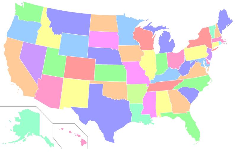 Geography Trivia Question: Which one of these four US states does not have multiple time zones?