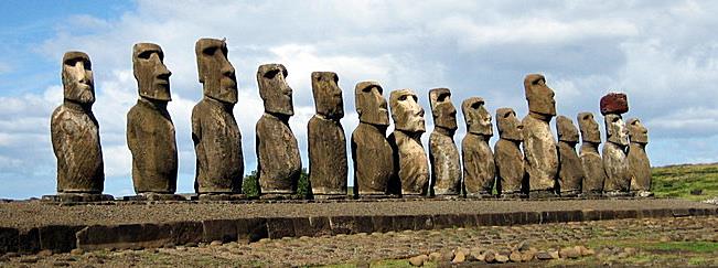 Culture Trivia Question: Who built the famous huge sculptures (Moai) on Easter Island?