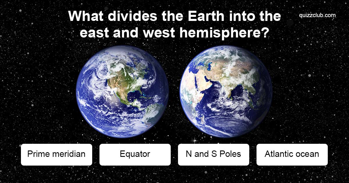 What divides the Earth into the east and west hemisphere?