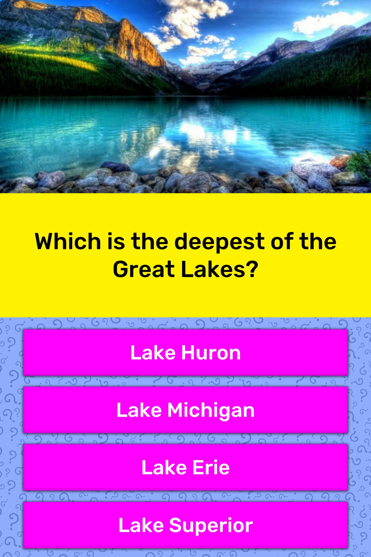 Which Is The Deepest Of The Great Lakes Trivia Answers QuizzClub