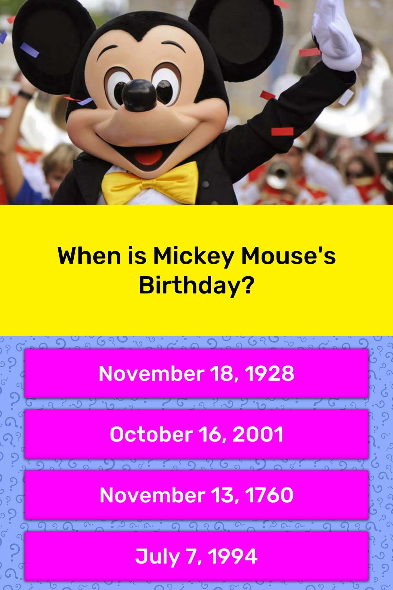 When Is Mickey Mouse s Birthday Trivia Answers QuizzClub When Is Mickey Mouse s Birthday Trivia Answers QuizzClub