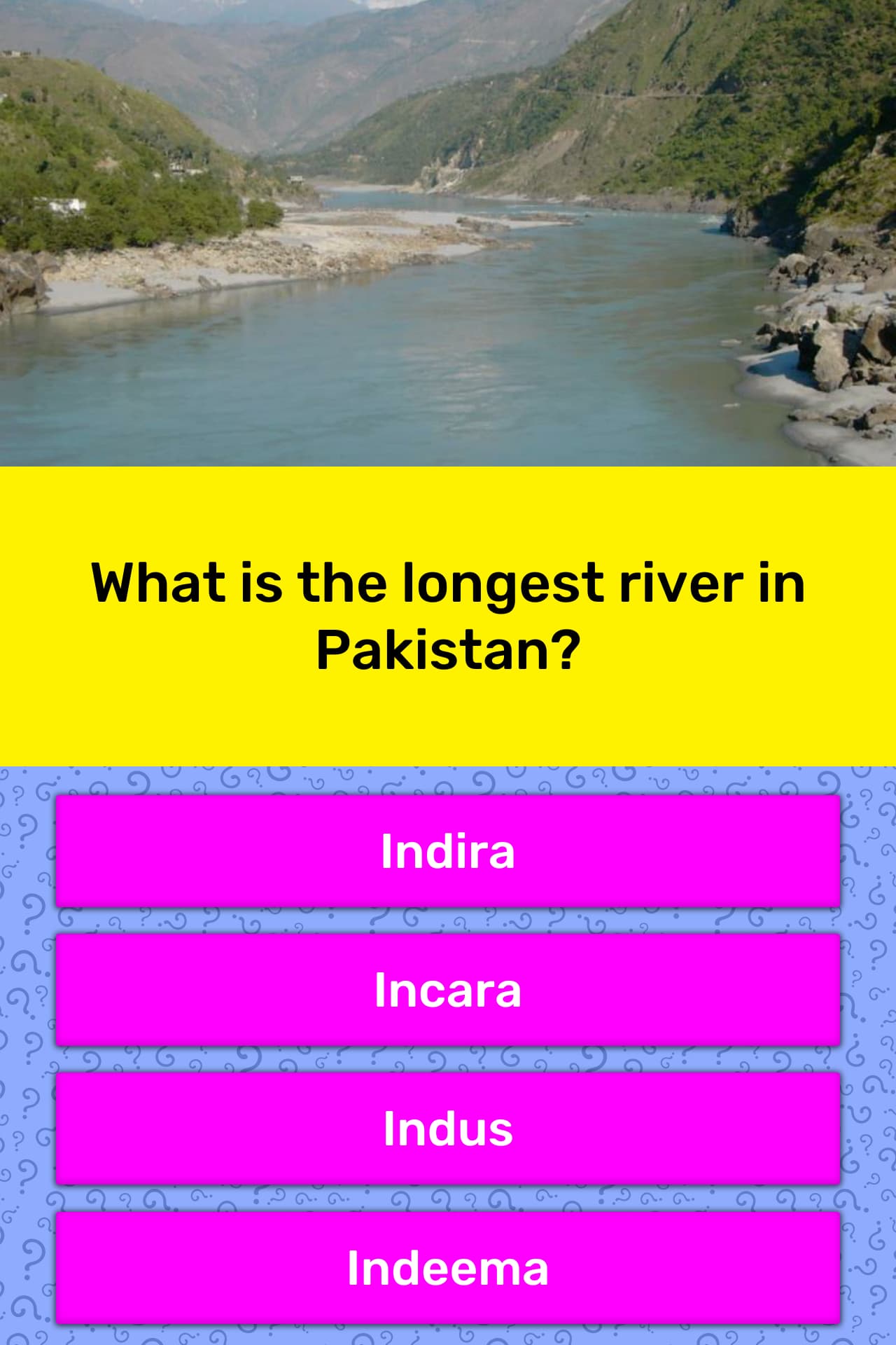 What is the longest river in Pakistan? Trivia Questions