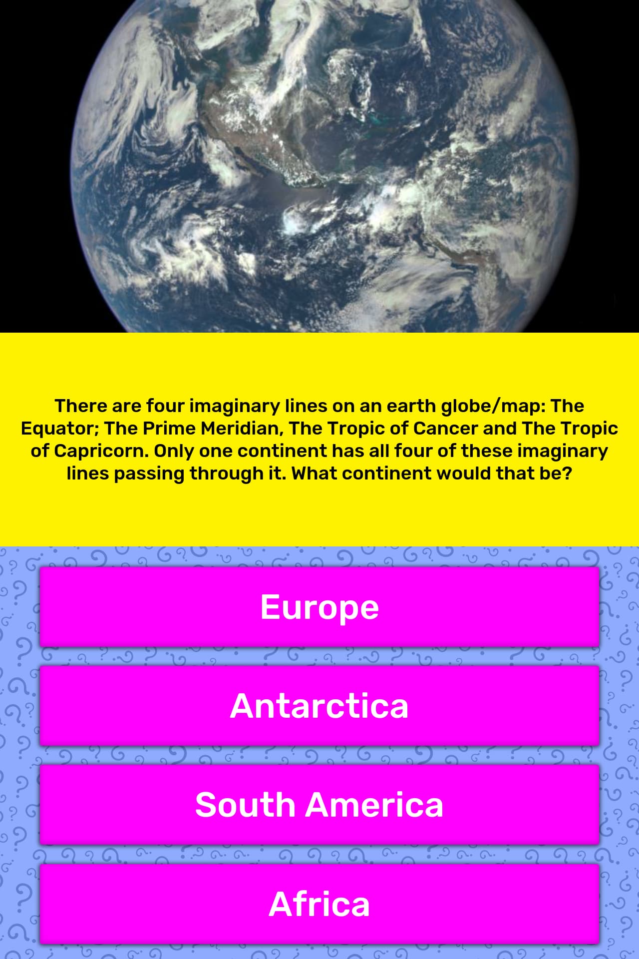 There Are Four Imaginary Lines On An Trivia Questions Quizzclub