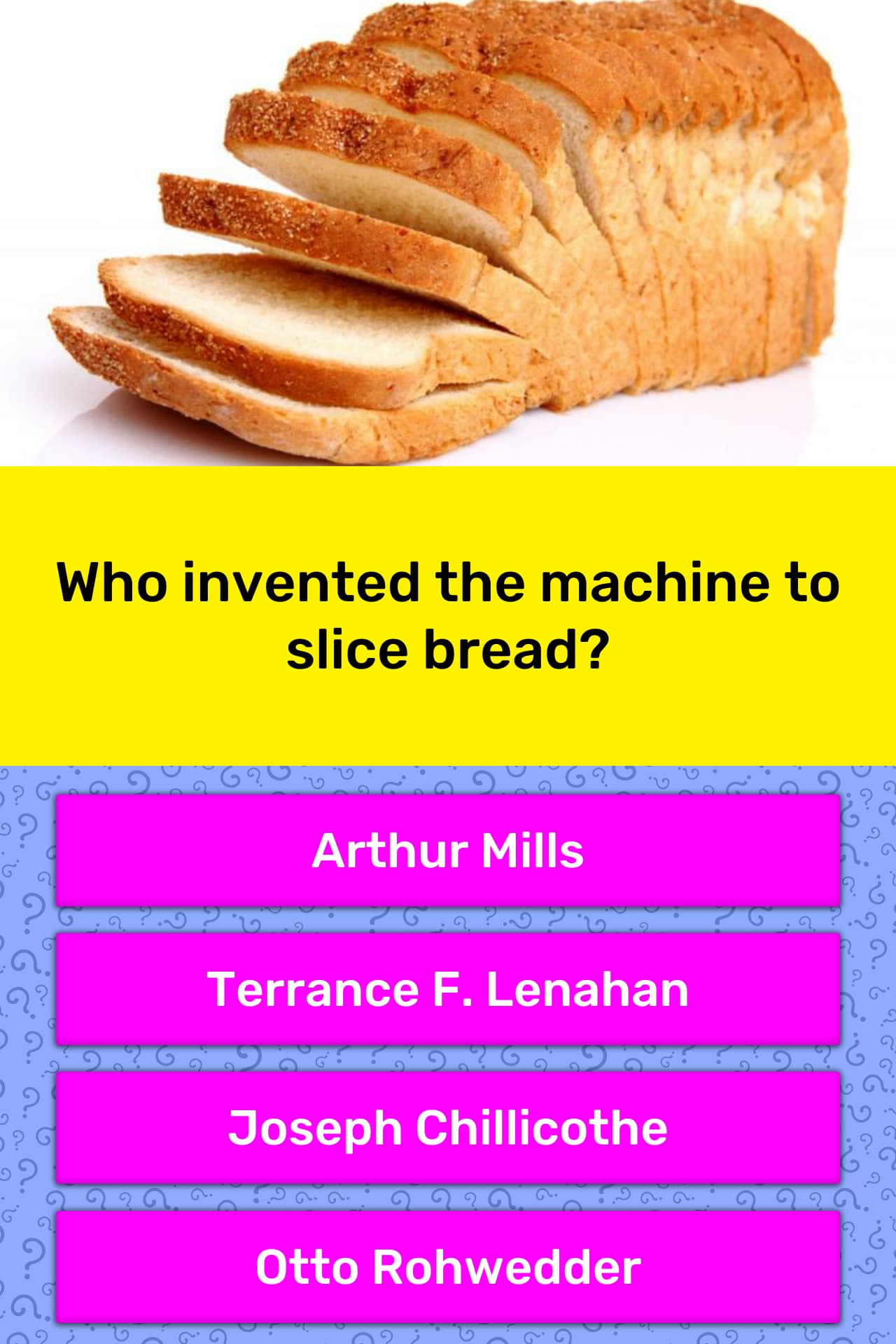 Who Invented The Machine To Slice Trivia Questions Quizzclub