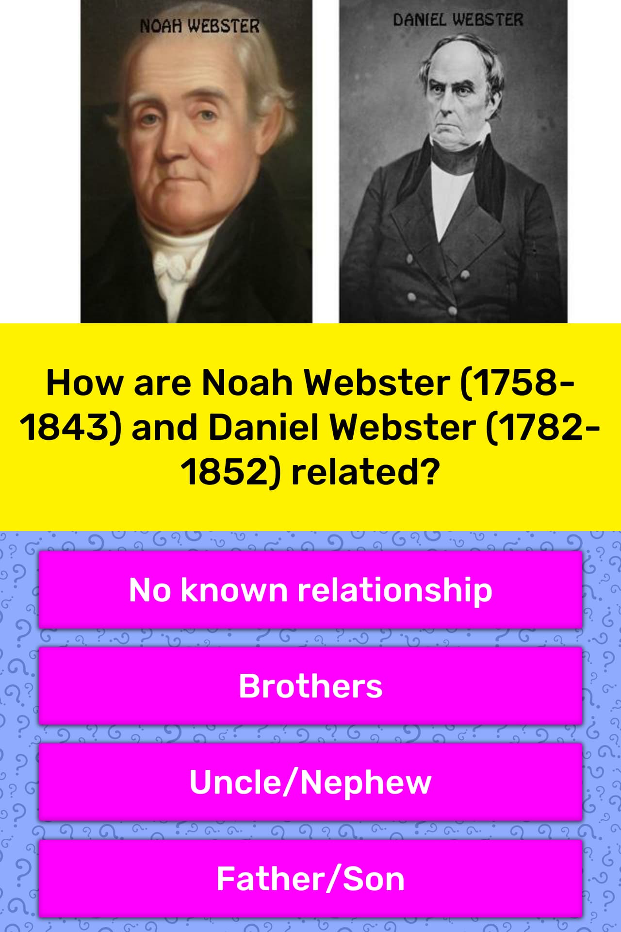 How are Noah Webster (17581843) and... Trivia Questions