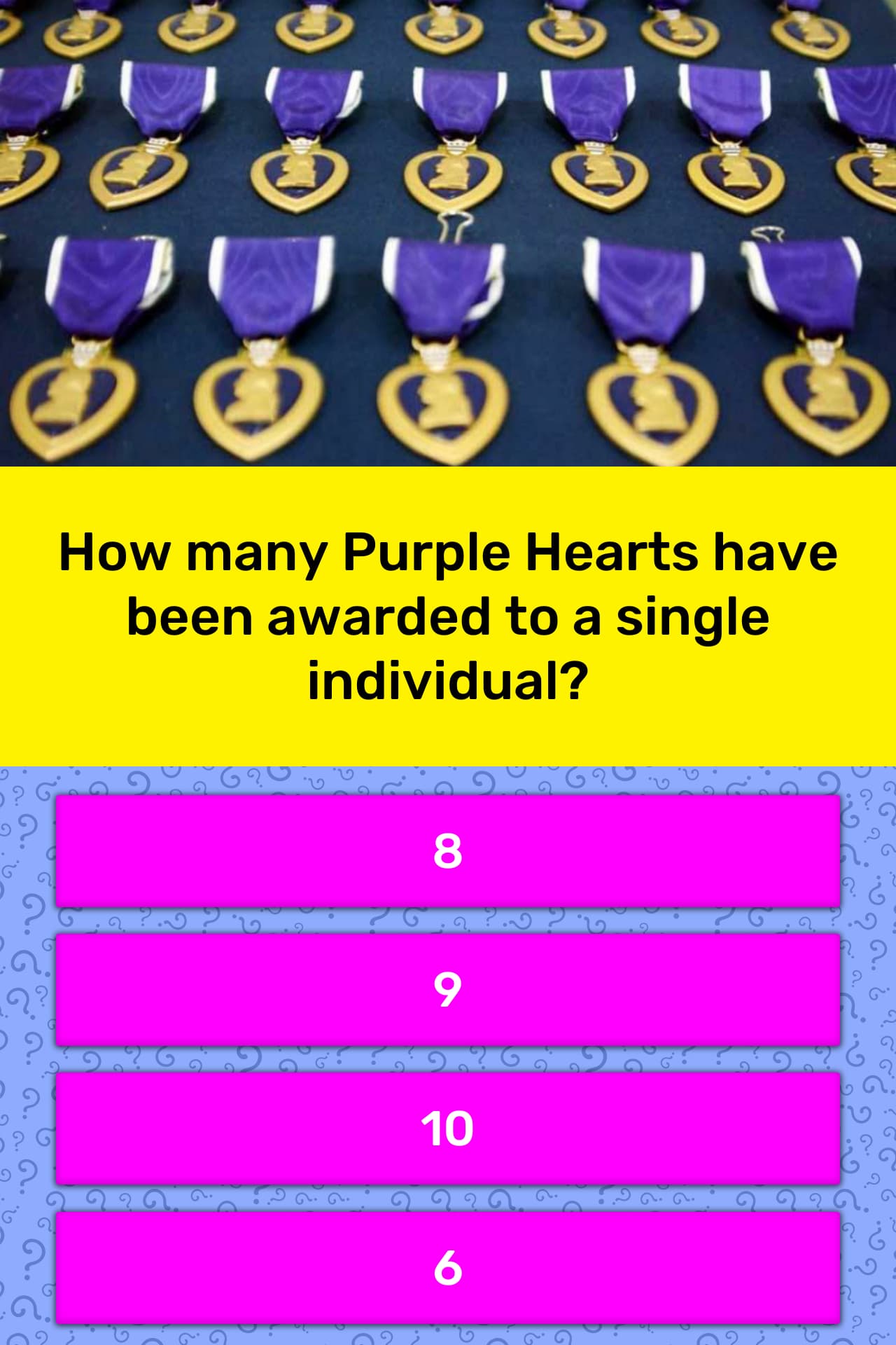 How many Purple Hearts have been... Trivia Answers