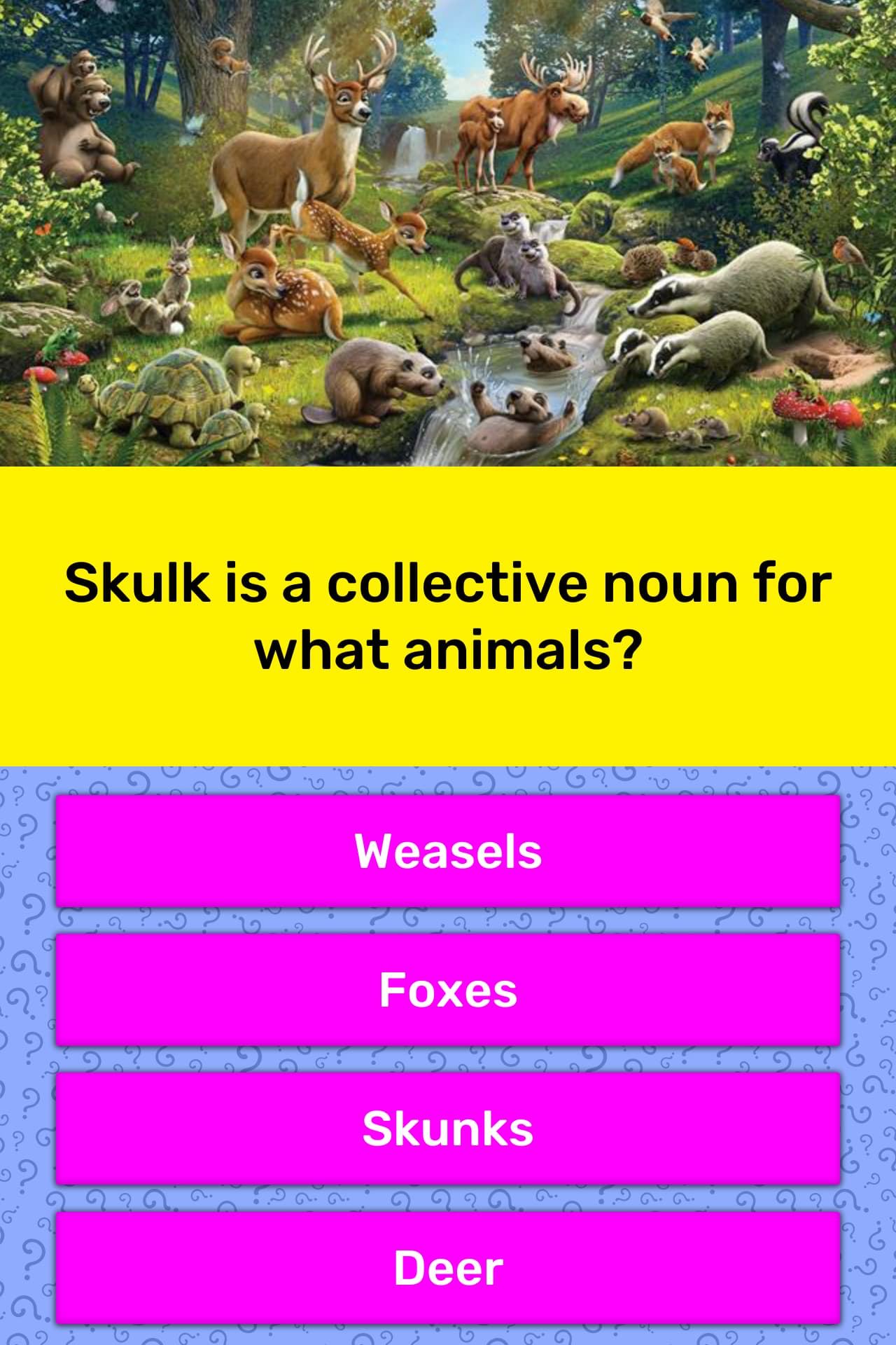 Skulk Is A Collective Noun For What Trivia Answers Quizzclub