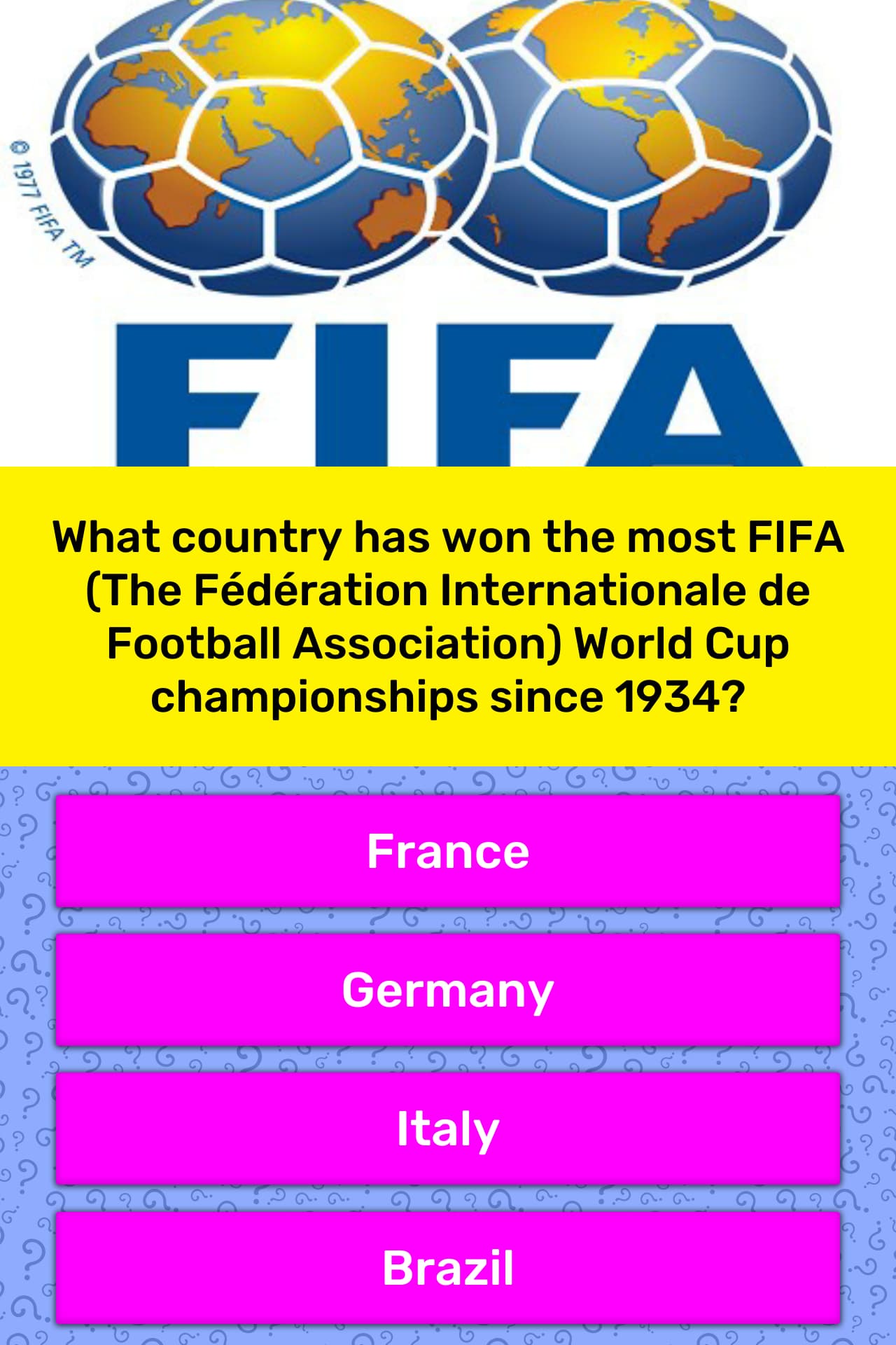 What Country Has Won The Most Fifa Trivia Questions Quizzclub