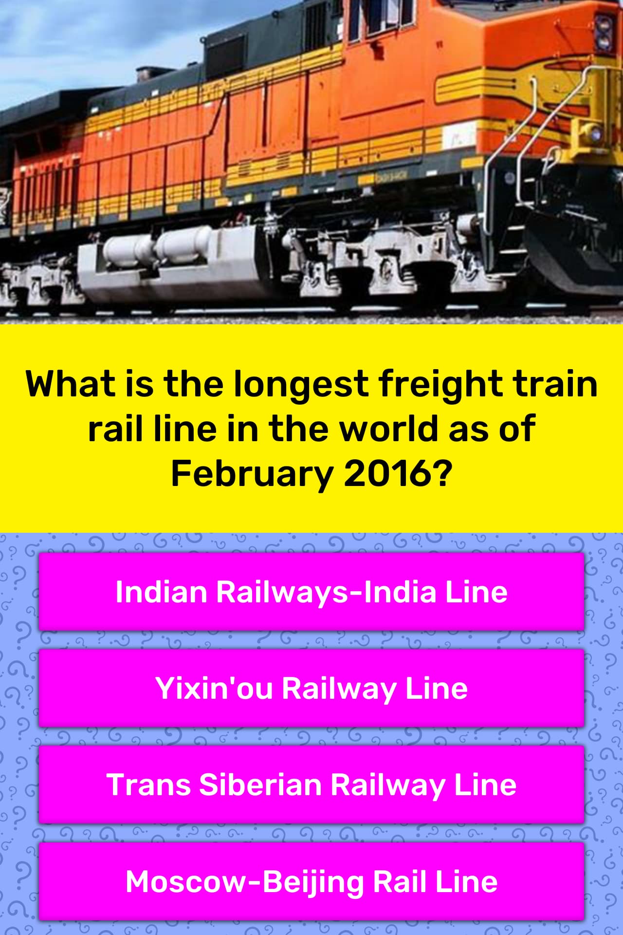 What is the longest freight train... Trivia Answers