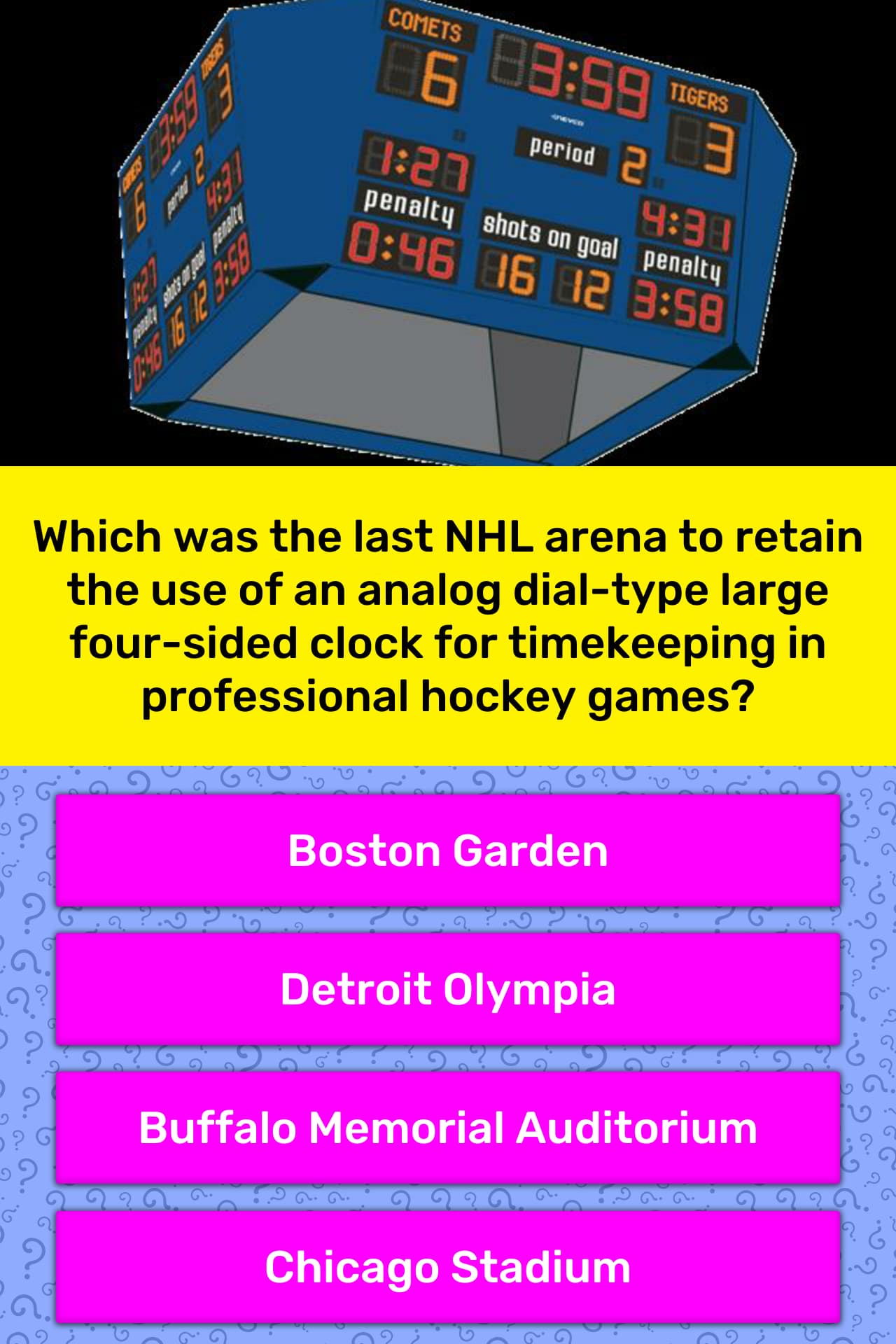 Which Was The Last NHL Arena To Trivia Answers QuizzClub