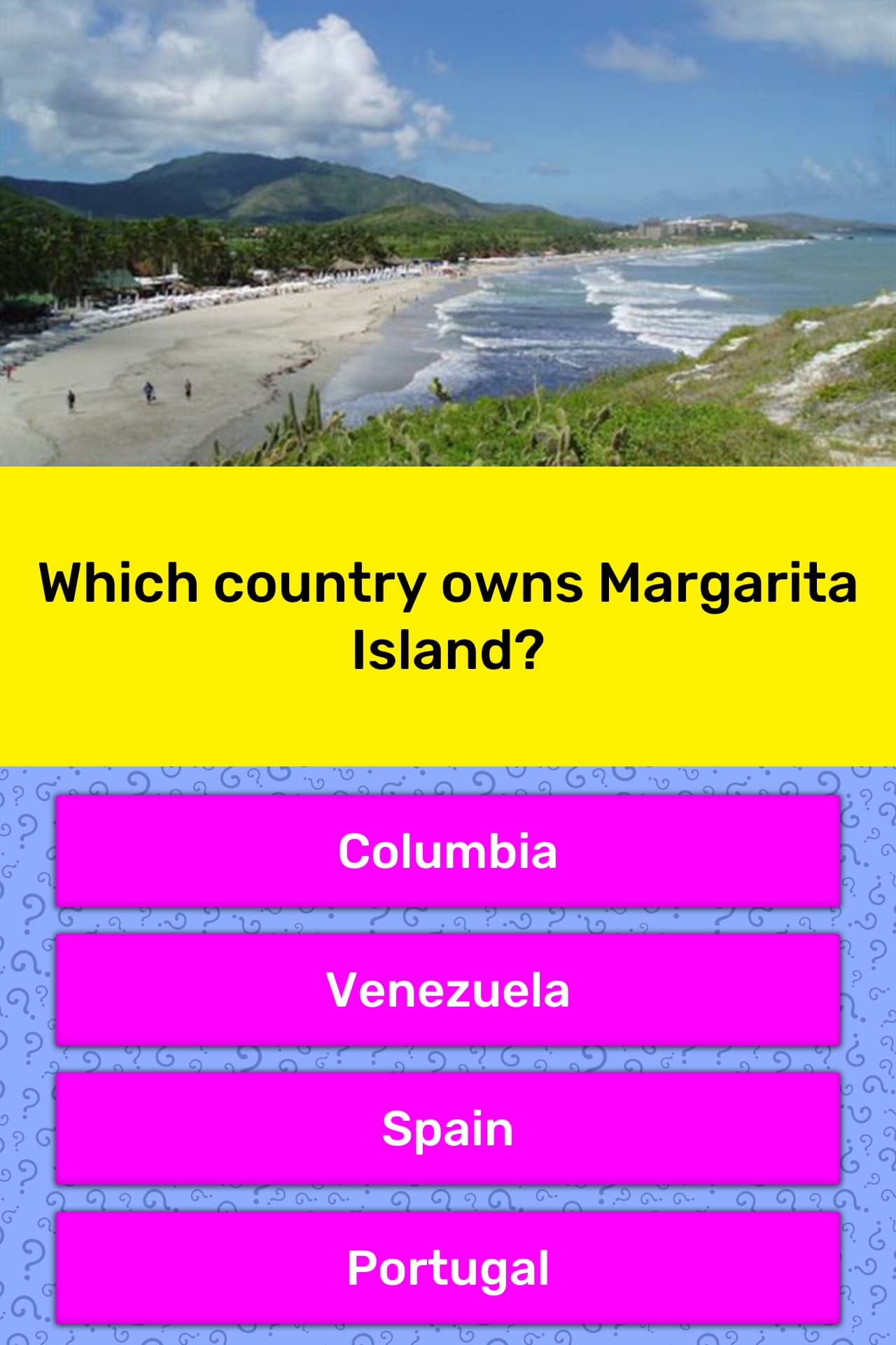 Which country owns Margarita Island? Trivia Questions