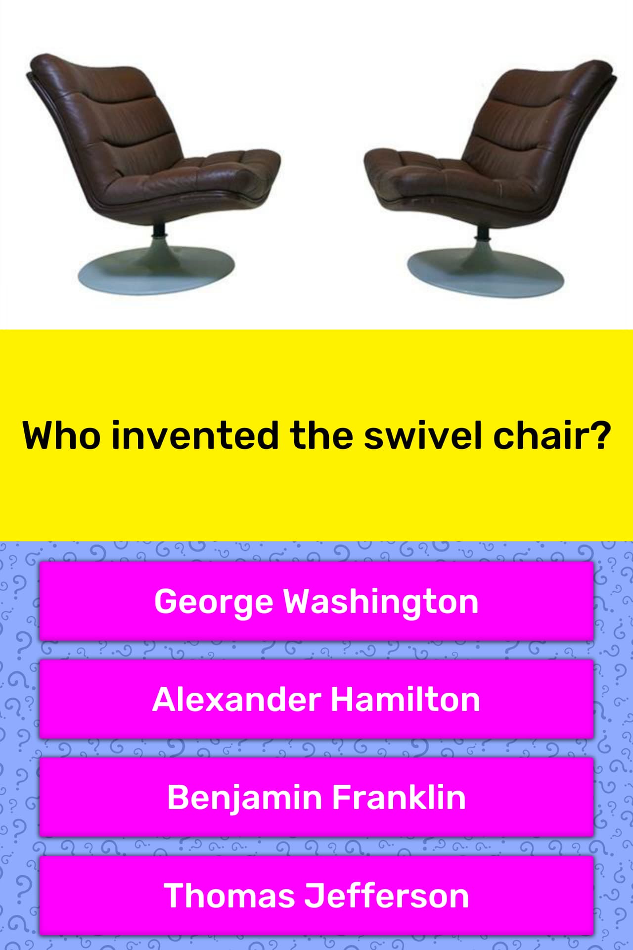 Who Invented The Swivel Chair Trivia Answers Quizzclub