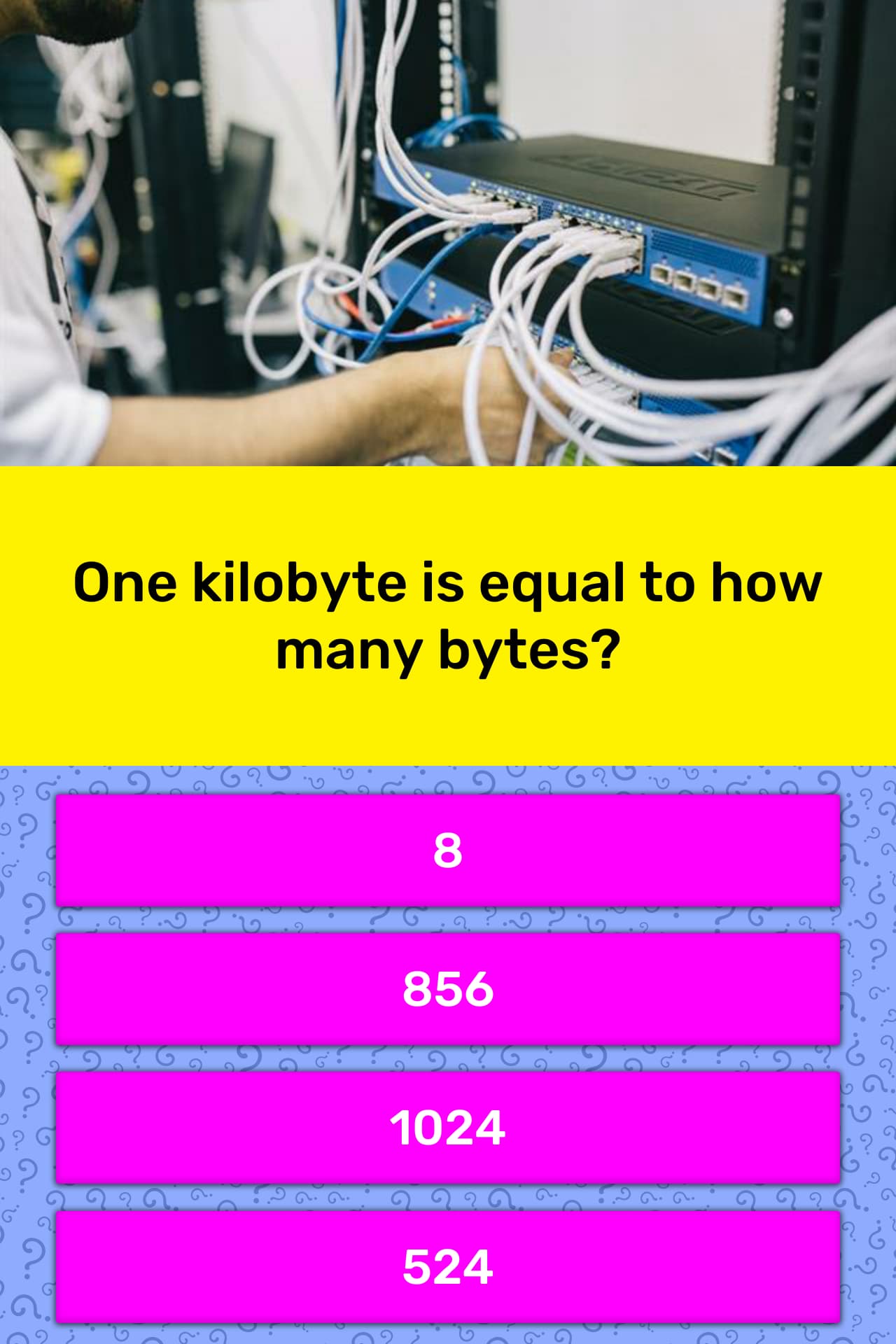 One kilobyte is equal to how many bytes? Trivia Questions