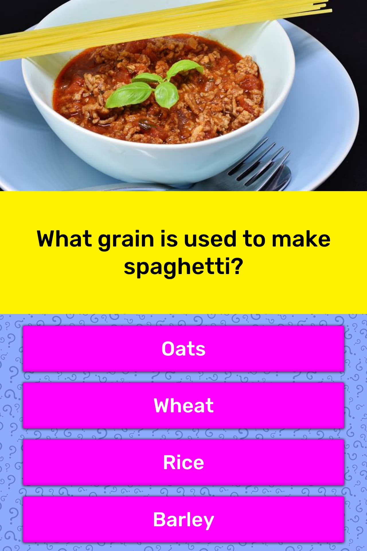 What Grain Is Used To Make Spaghetti Trivia Answers QuizzClub