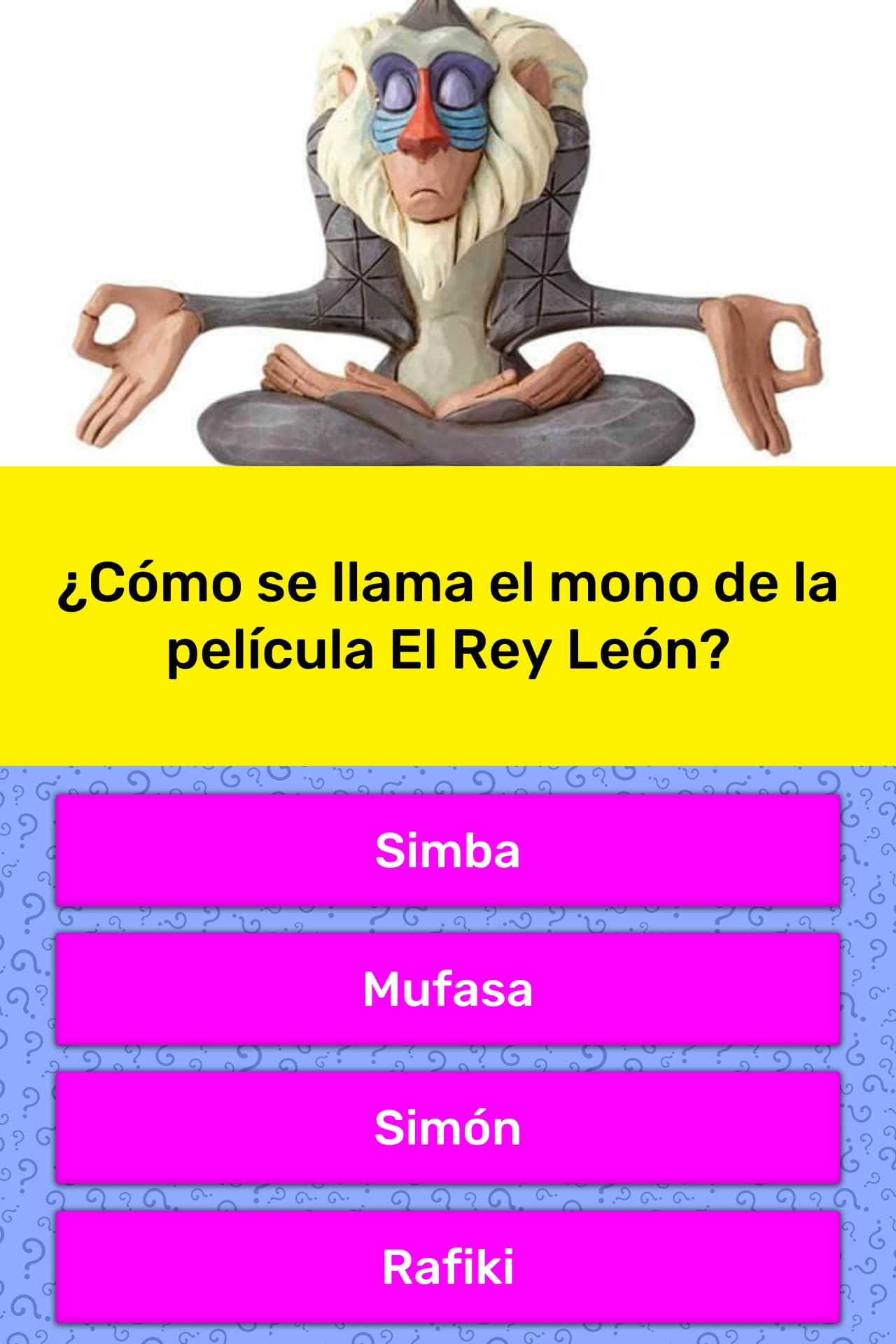 ¿Cómo se llama el mono de la... | Las Preguntas Trivia | QuizzClub