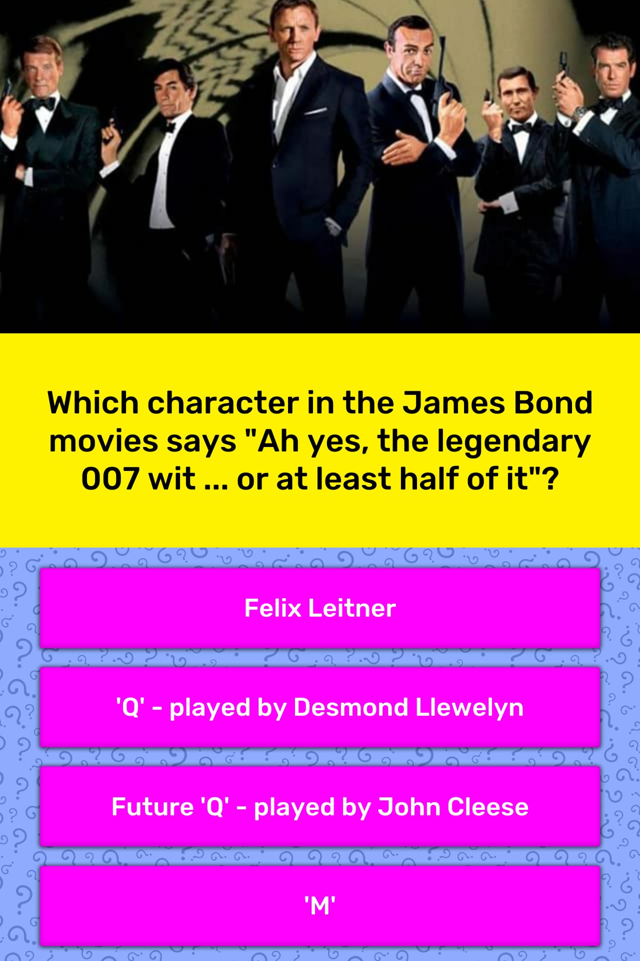 Which character in the James Bond... | Trivia Answers | QuizzClub