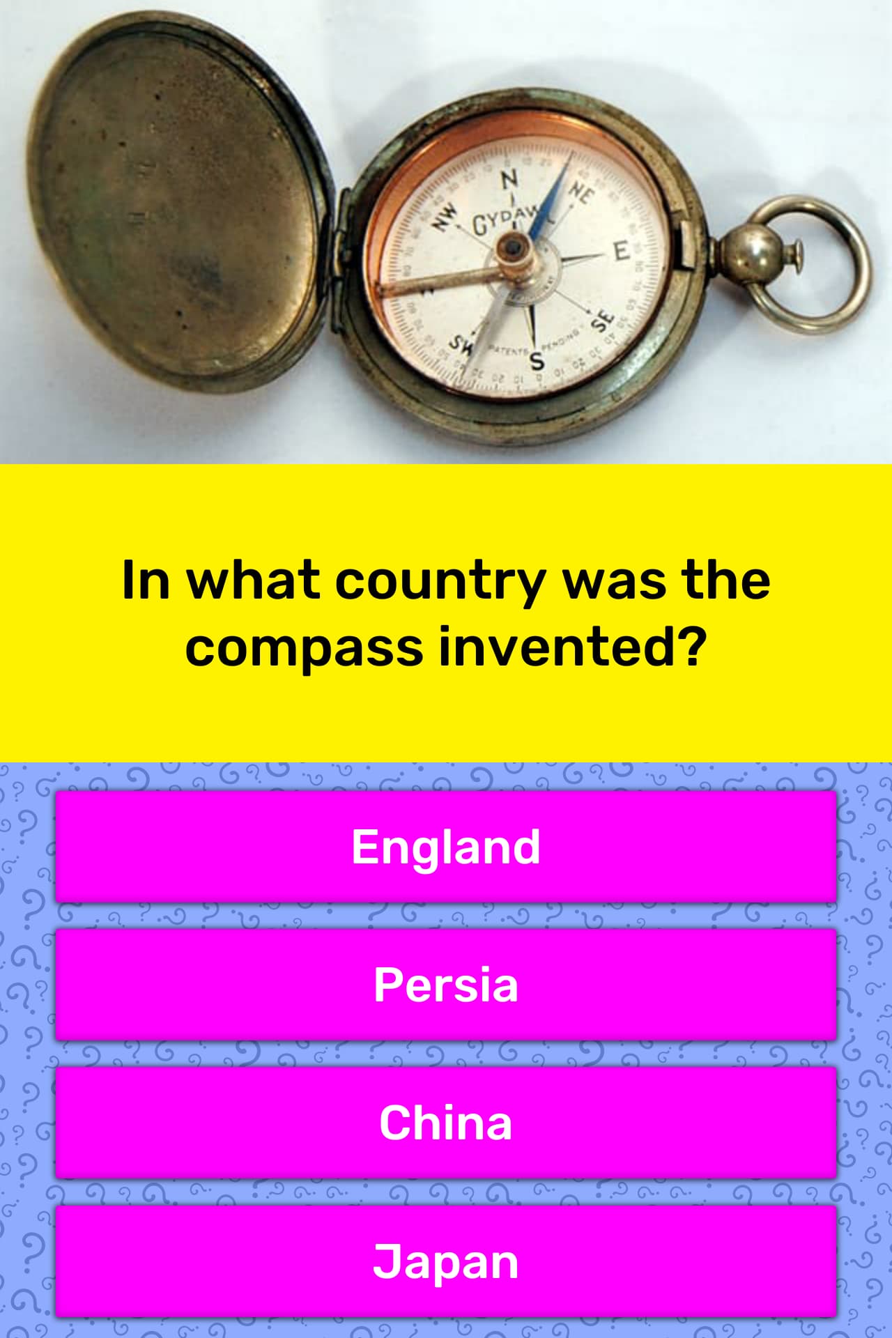 In What Country Was The Compass Trivia Answers Quizzclub
