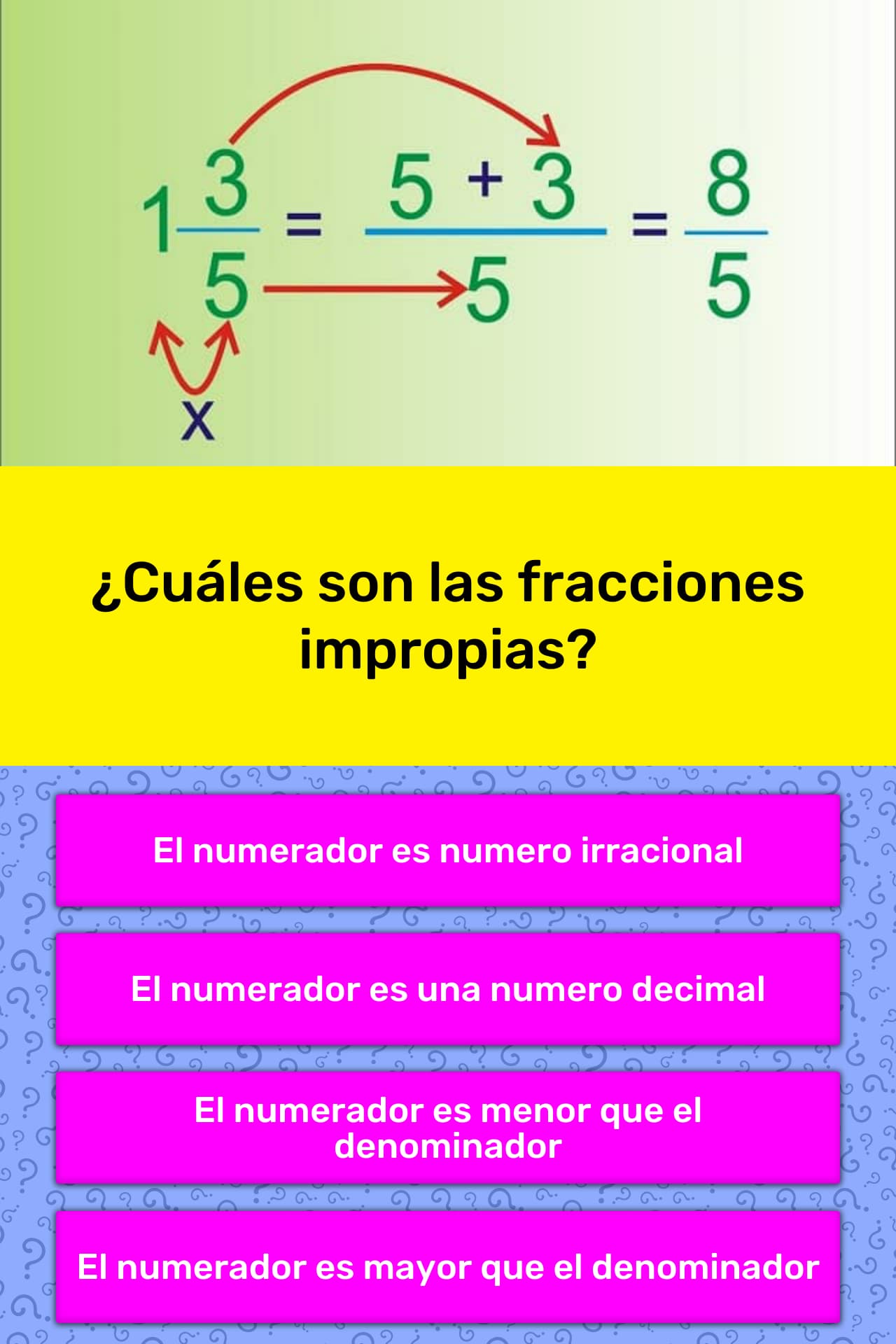 ¿Cuáles son las fracciones impropias? | La respuesta de Trivia