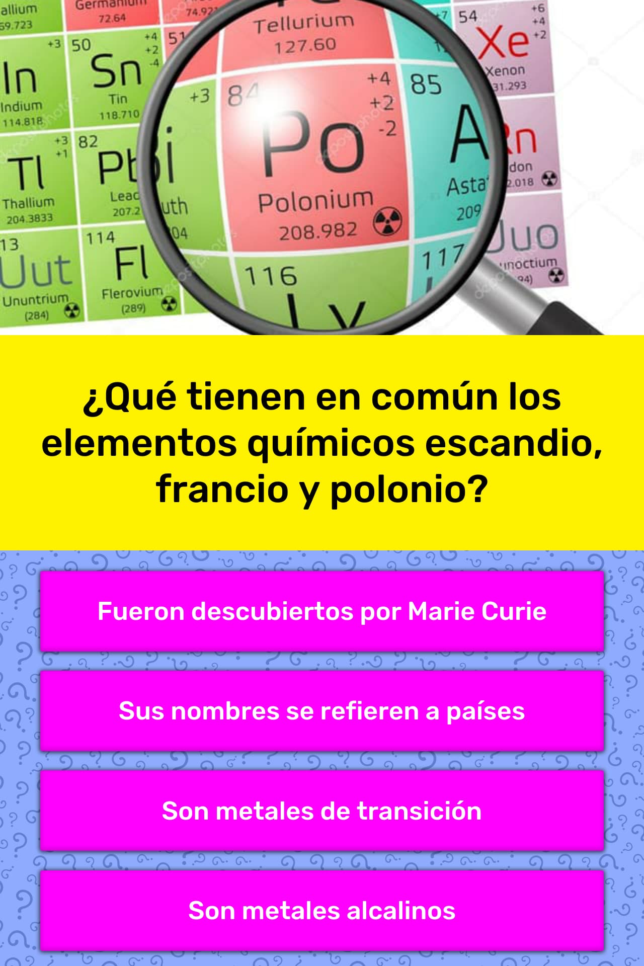 ¿Qué tienen en común los elementos... La respuesta de