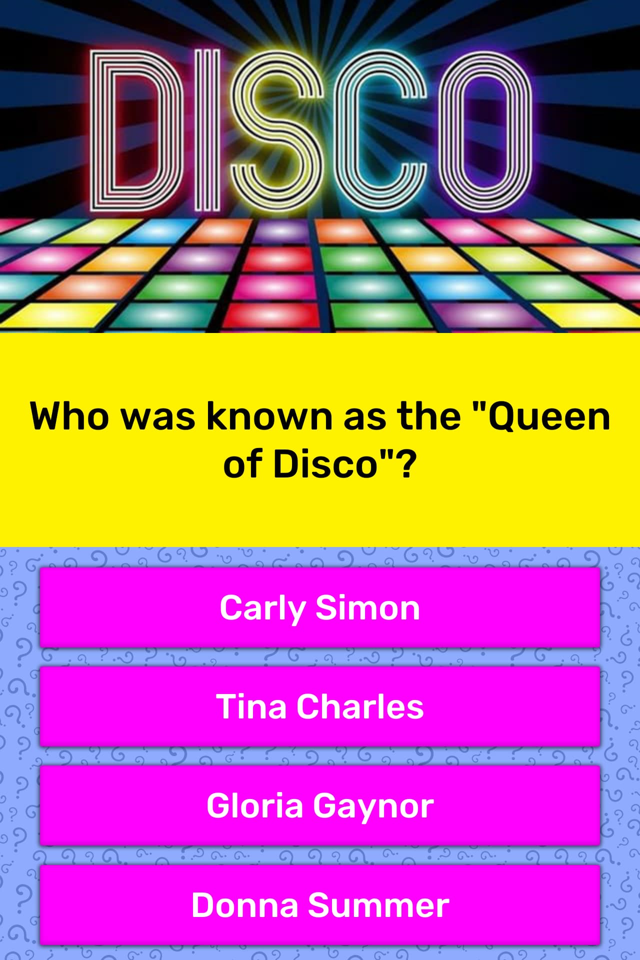 Who Was Known As The Queen Of Disco Trivia Answers Quizzclub