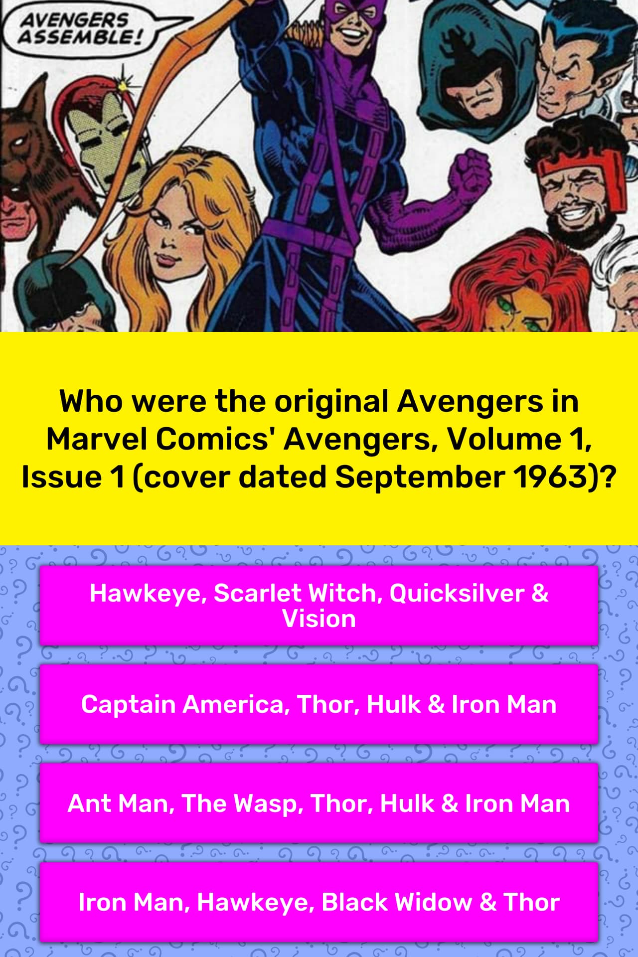 Who Were The Original Avengers In Trivia Questions Quizzclub