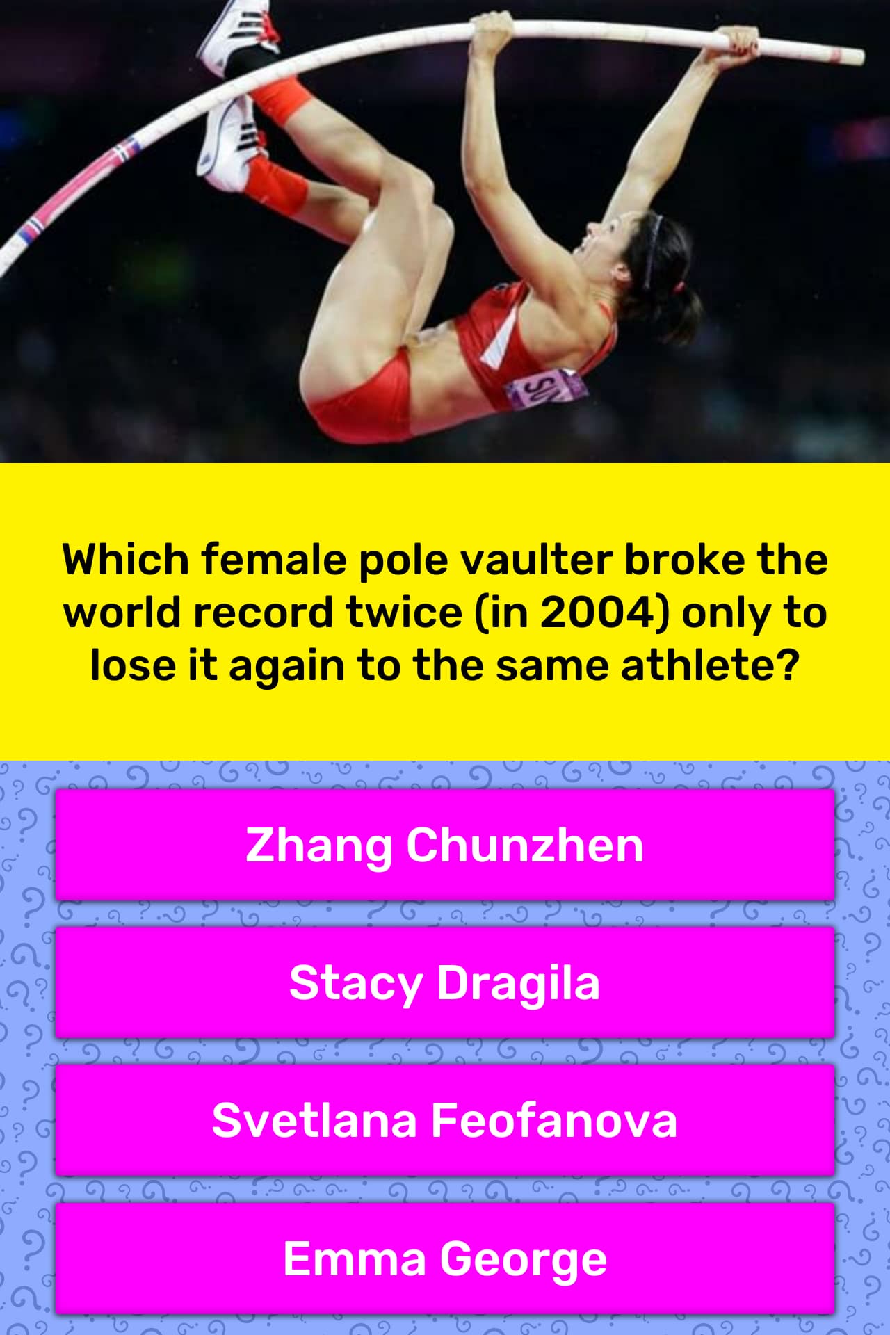 Which female pole vaulter broke the... | Trivia Questions | QuizzClub