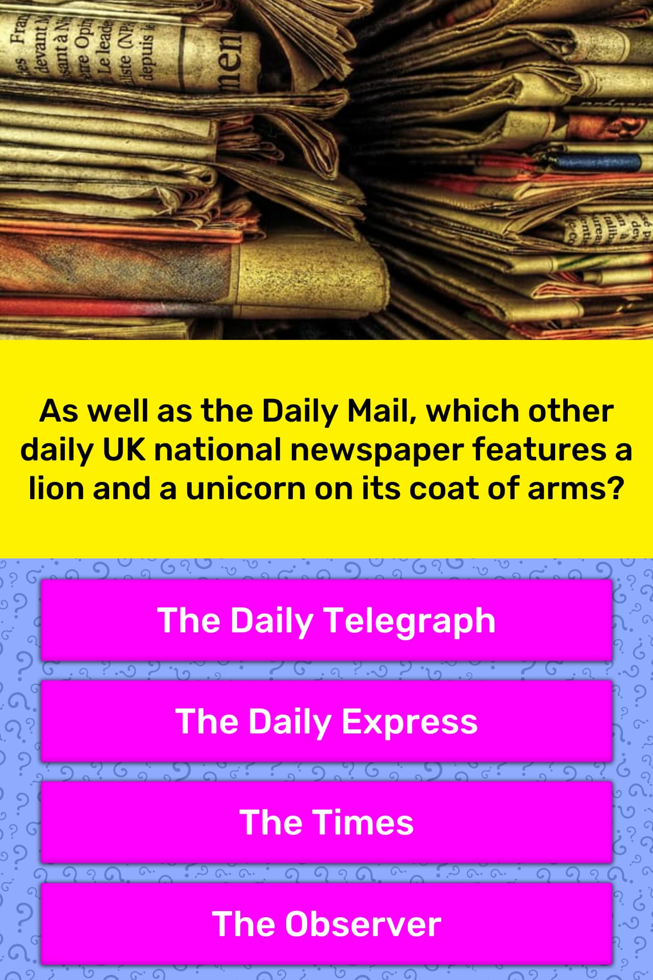 As Well As The Daily Mail Which Trivia Answers Quizzclub