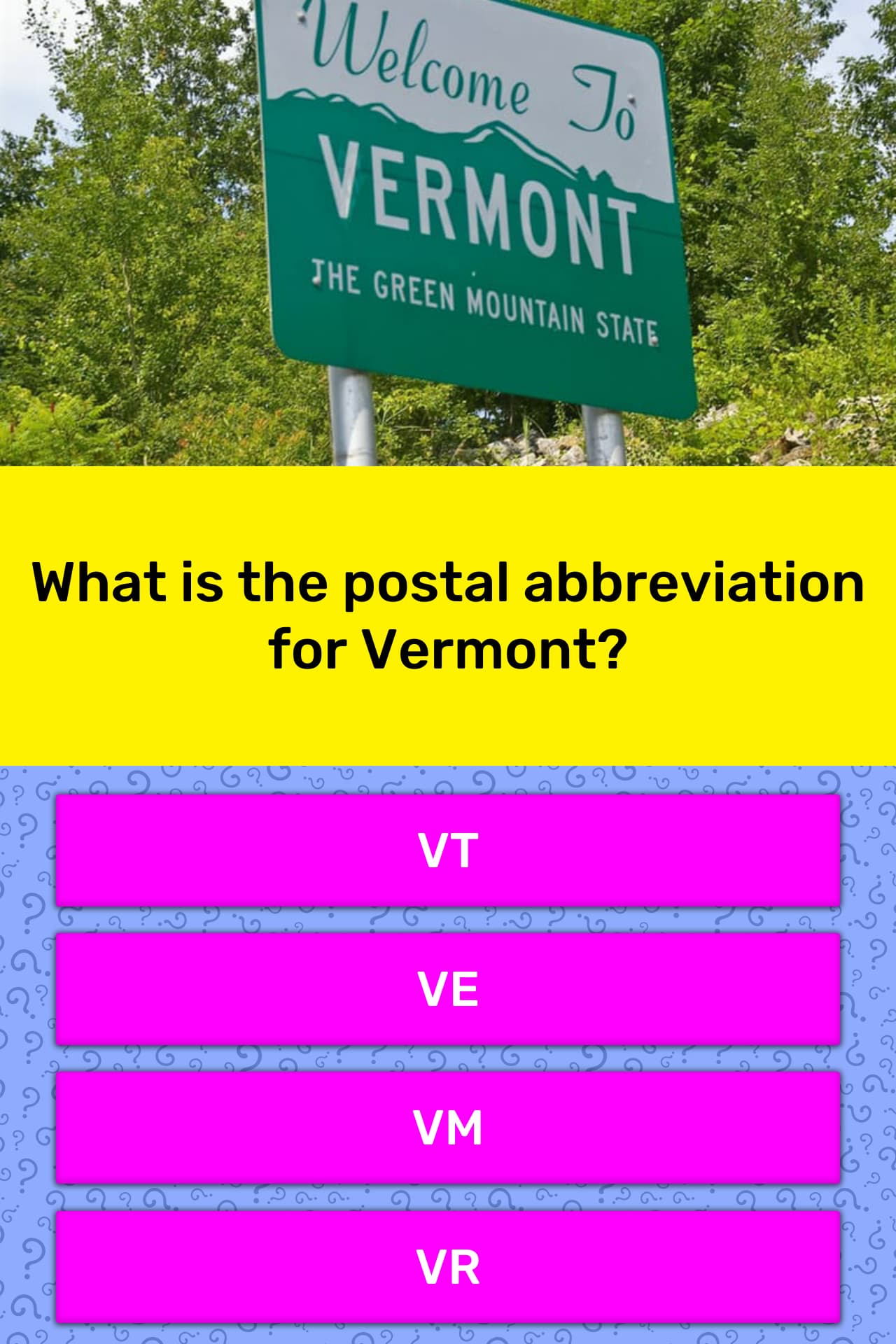 What is the postal abbreviation for... Trivia Answers