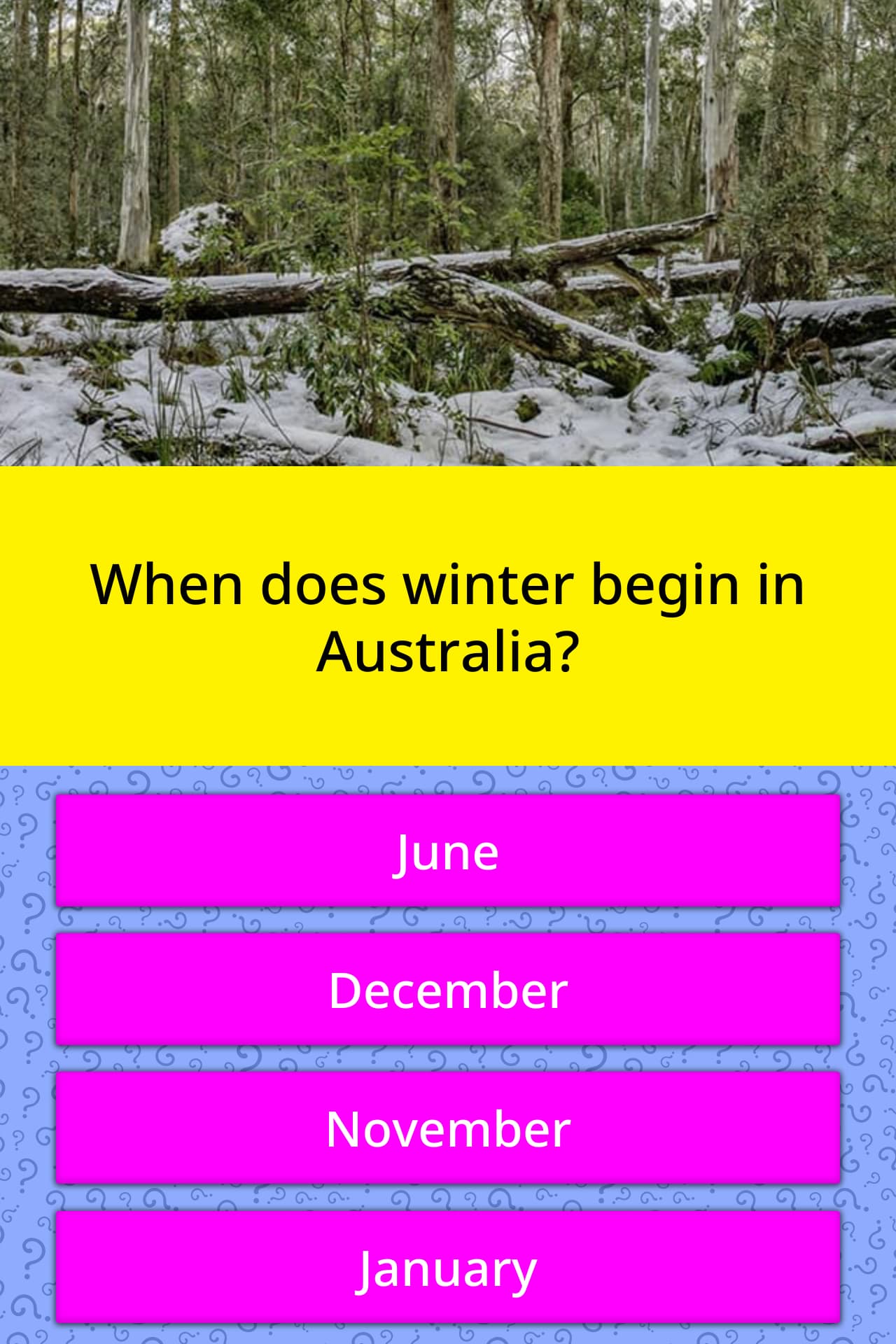 When does winter begin in Australia? Trivia Answers