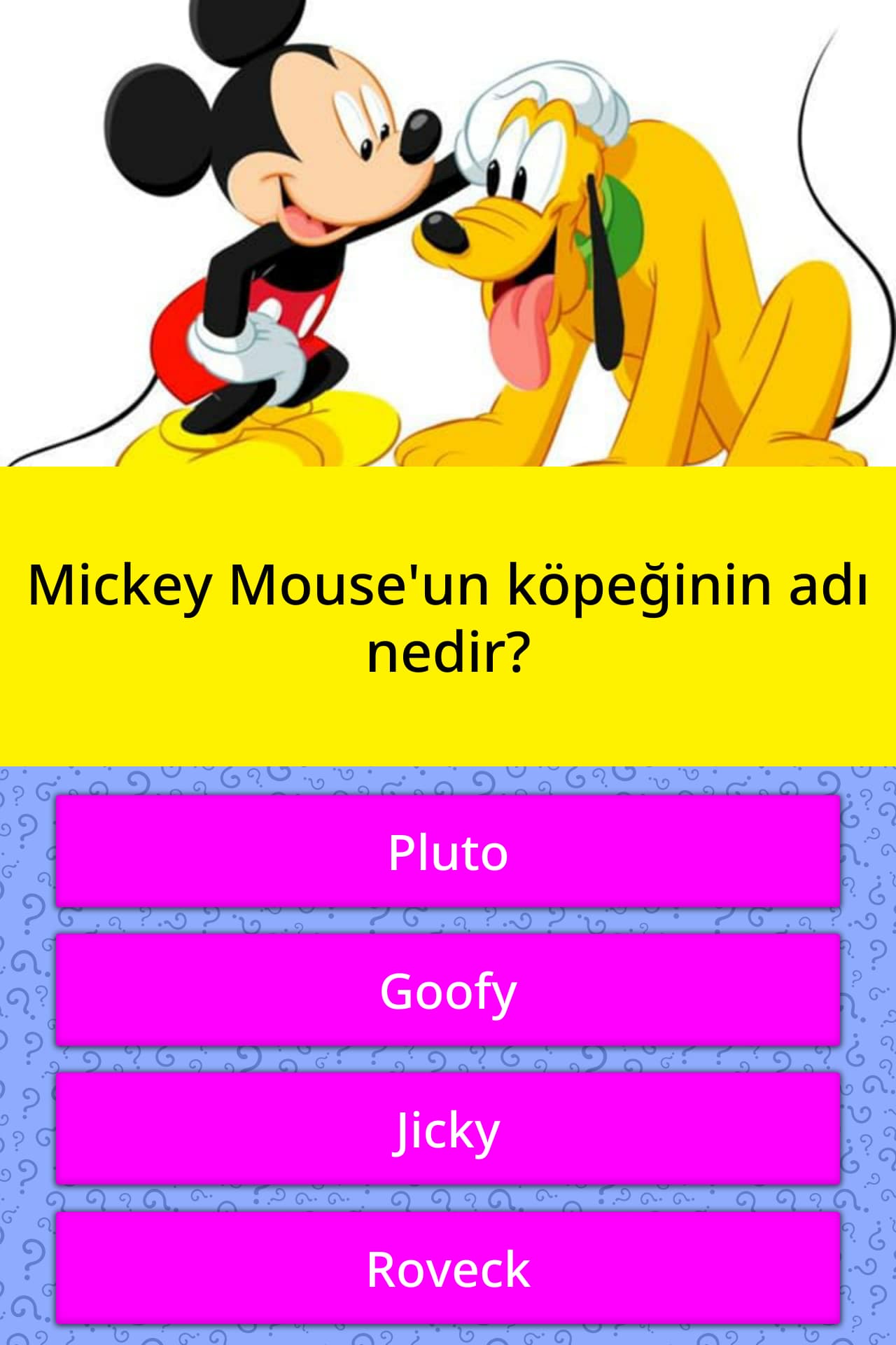 Mickey Mouse Un Kopeginin Adi Nedir Trivia Cevaplari Quizzclub