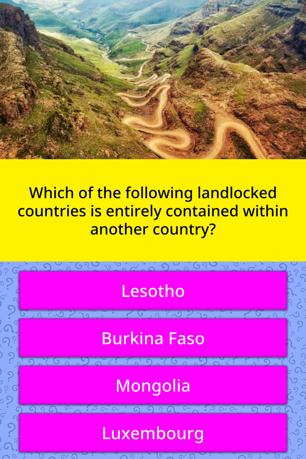 Which Of The Following Landlocked Trivia Questions QuizzClub