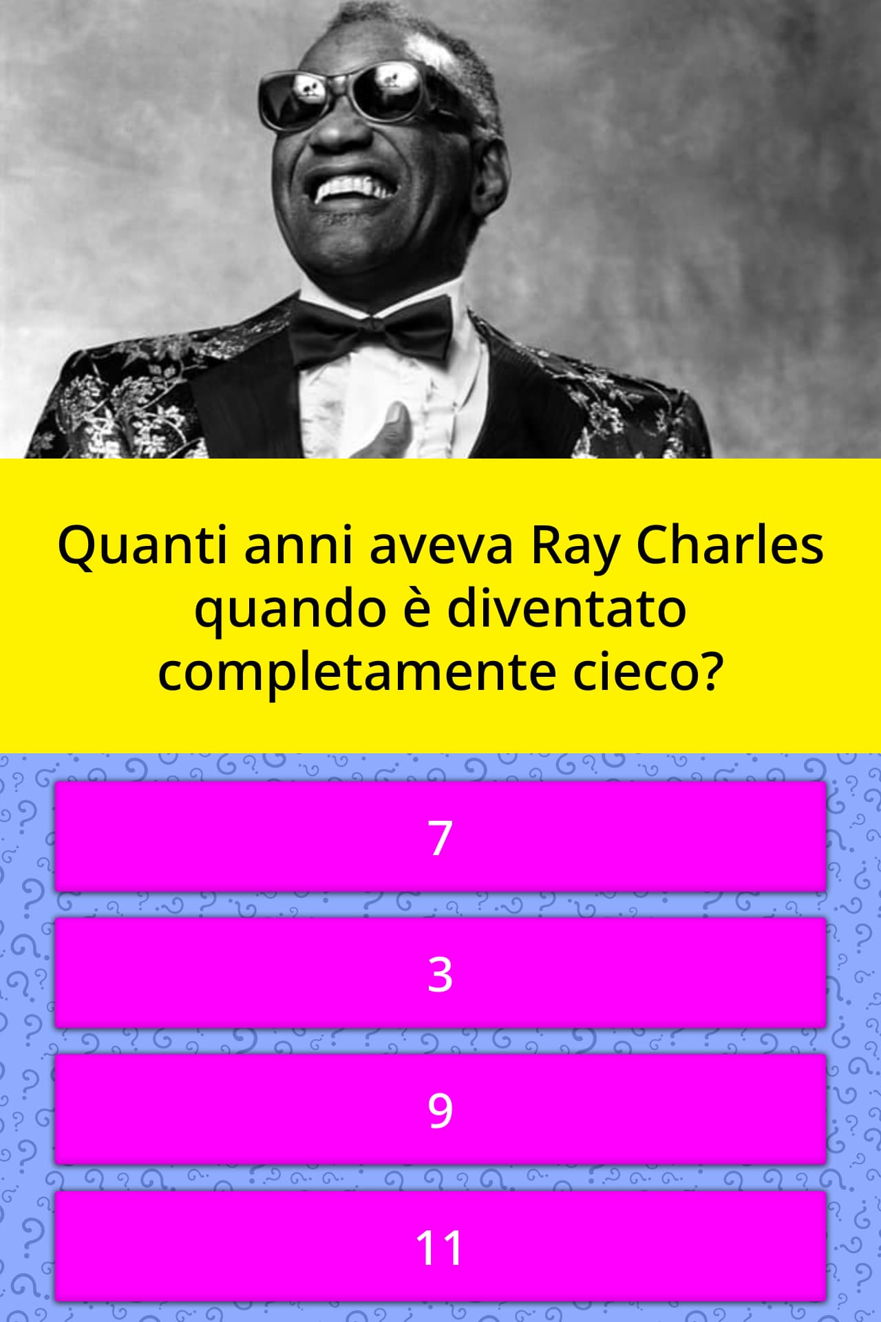 Quanti anni aveva Ray Charles quando... Domande Quanti anni aveva Ray Charles quando... Domande
