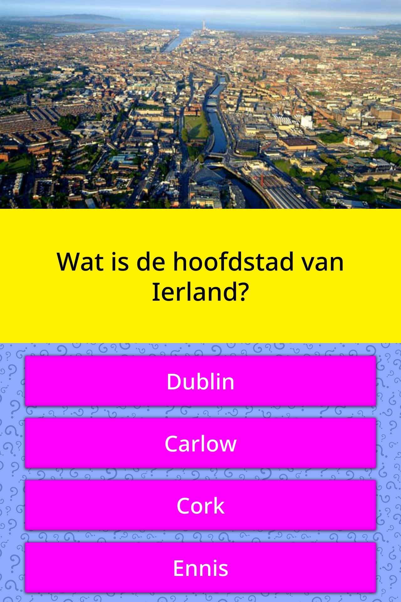 Wat is de hoofdstad van Ierland? Trivia Vragen