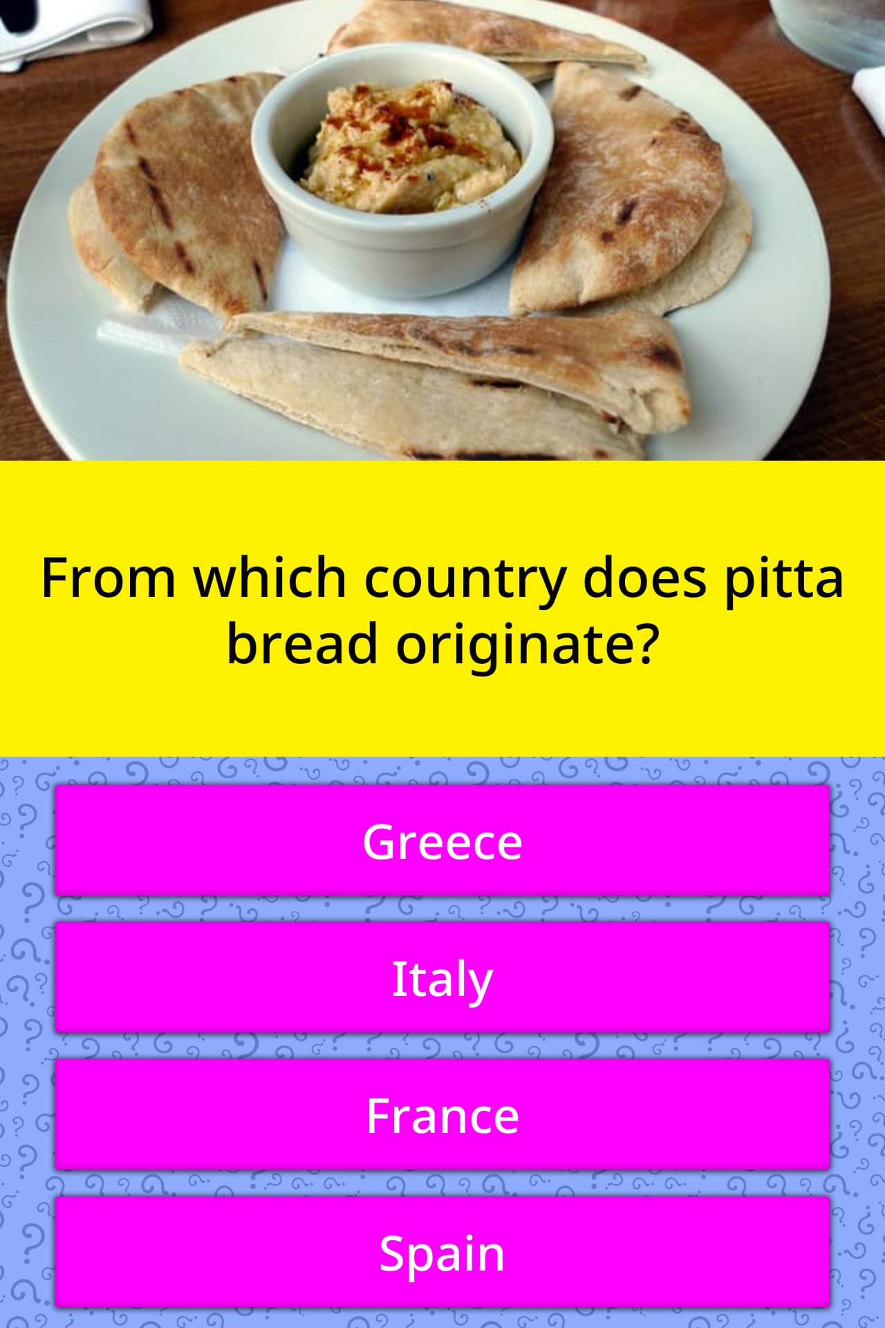 From Which Country Does Pitta Bread Trivia Answers Quizzclub