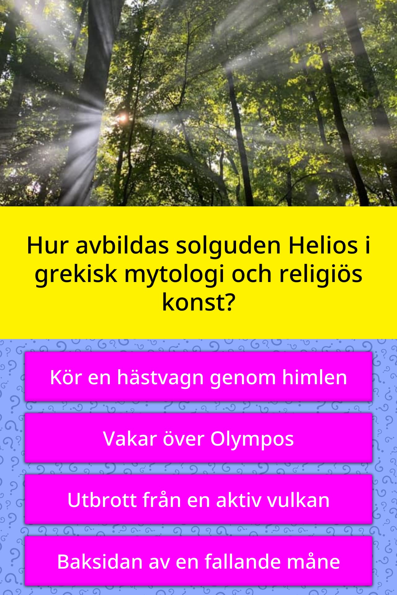 Hur Avbildas Solguden Helios I Triviasvar Quizzclub