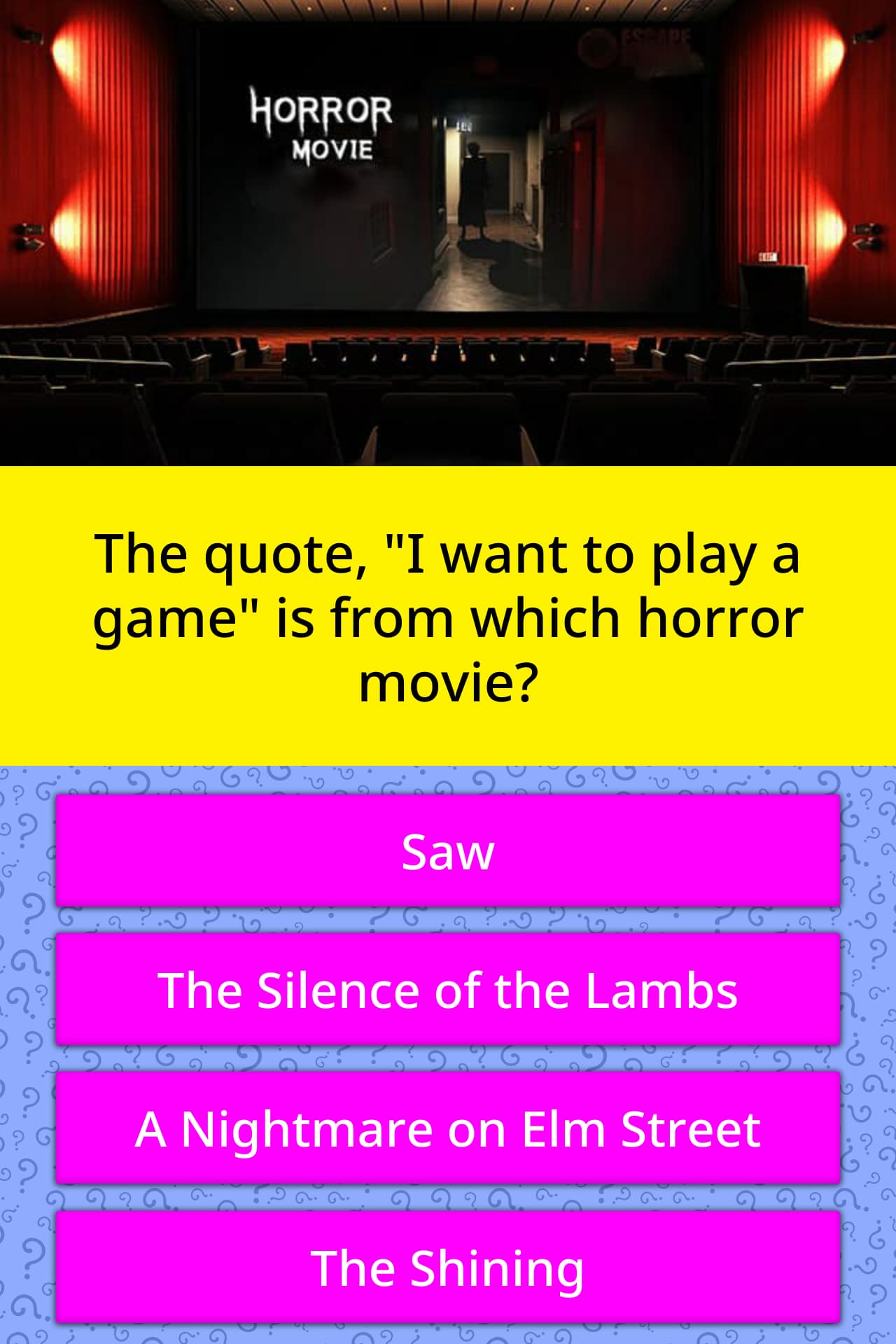 The quote, "I want to play a game"... | Trivia Questions | QuizzClub