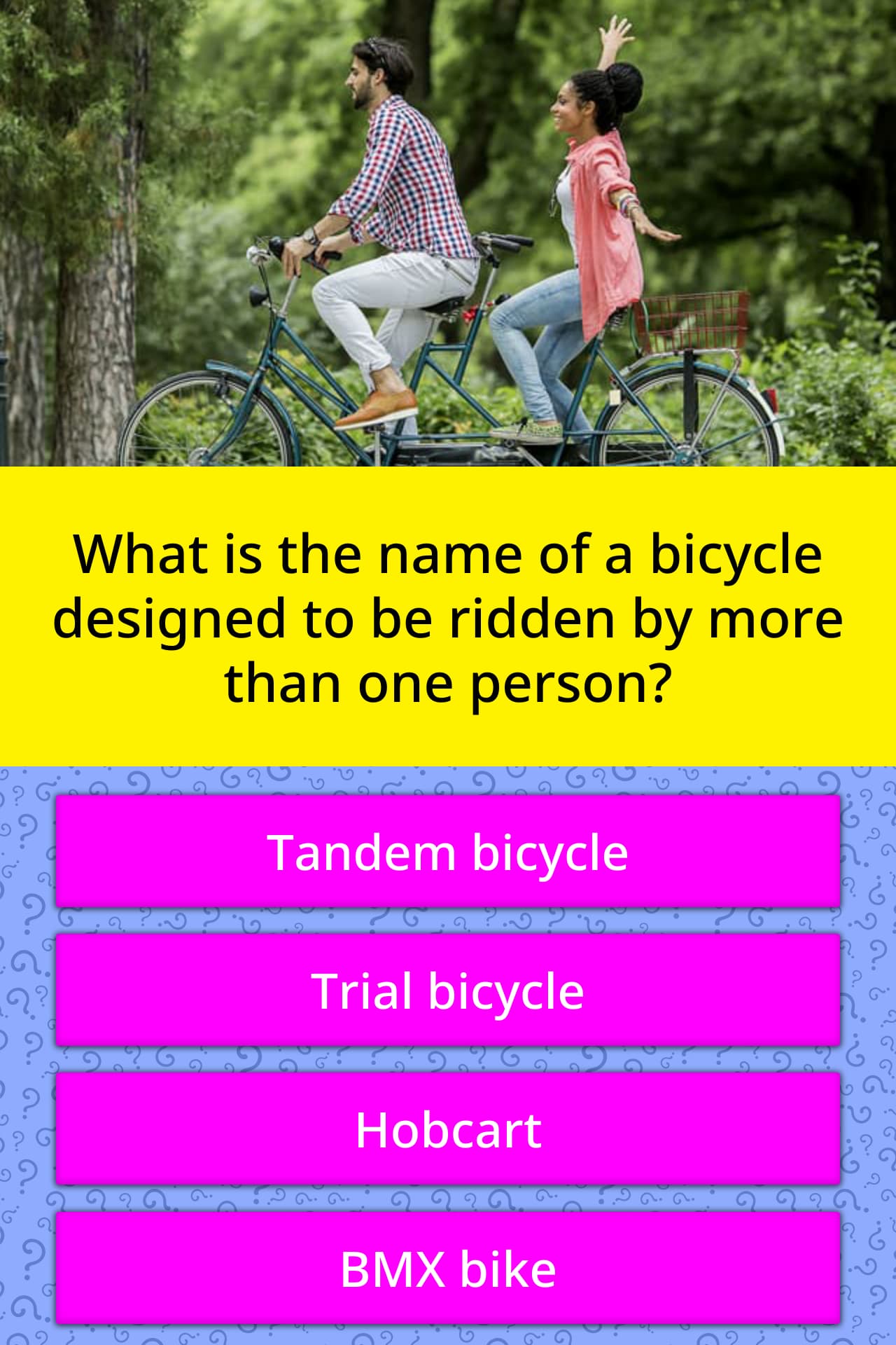 What is the name of a bicycle... Trivia Questions