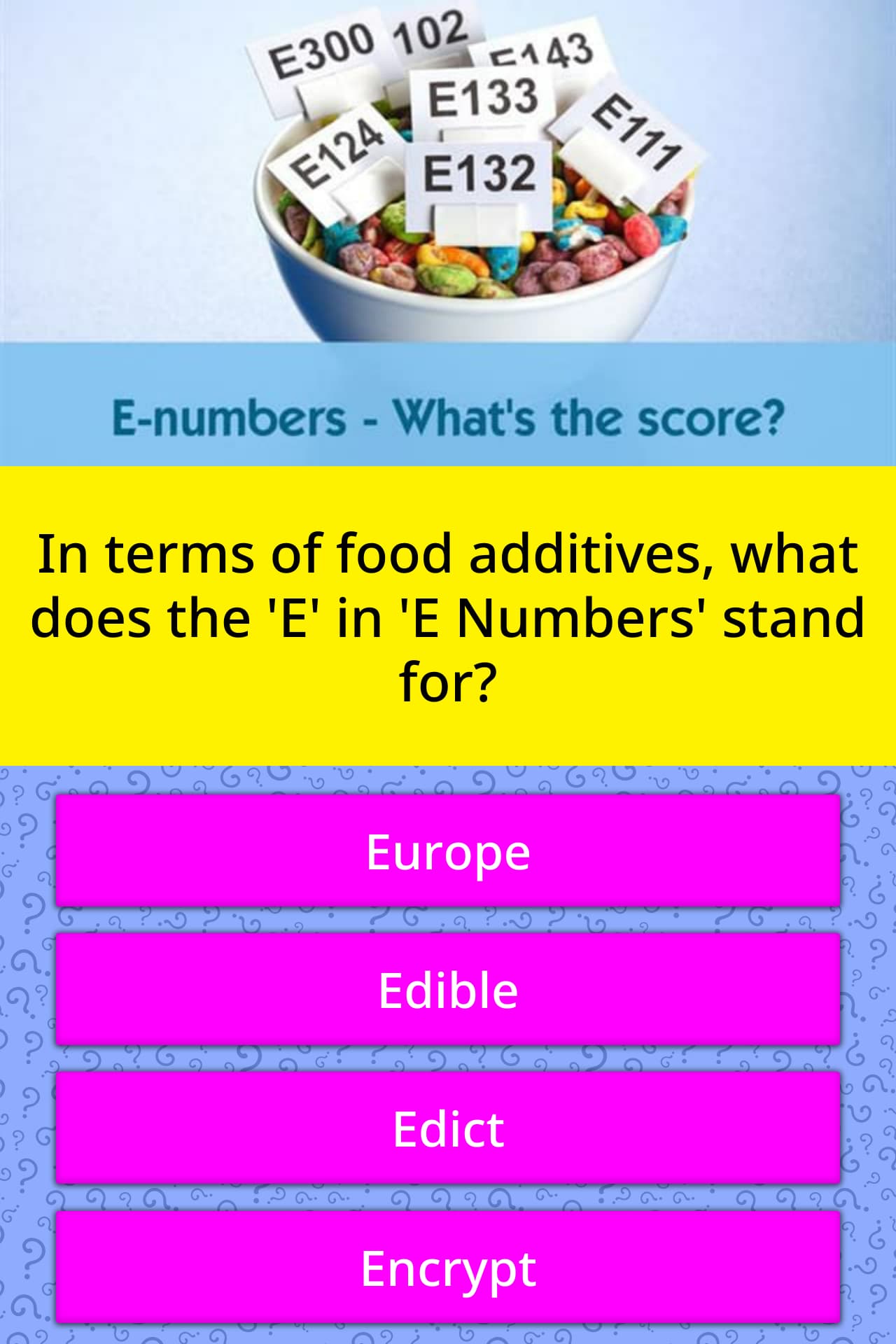 In Terms Of Food Additives What Trivia Questions QuizzClub