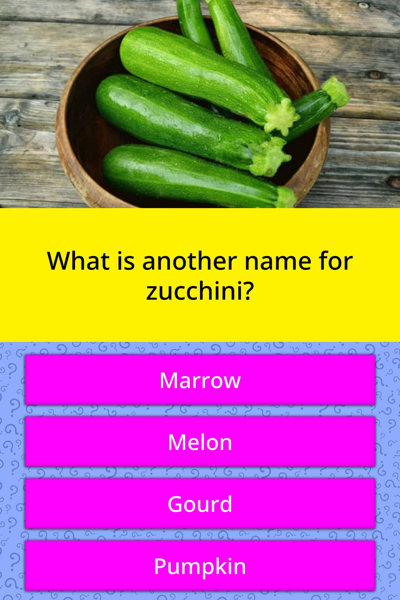 What Is Another Name For Zucchini Trivia Answers QuizzClub