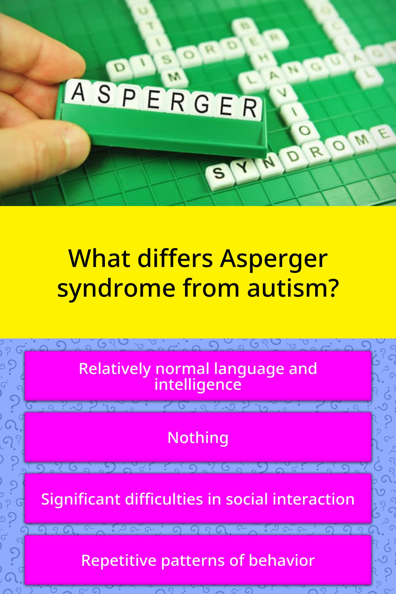 What Differs Asperger Syndrome From Trivia Answers Quizzclub