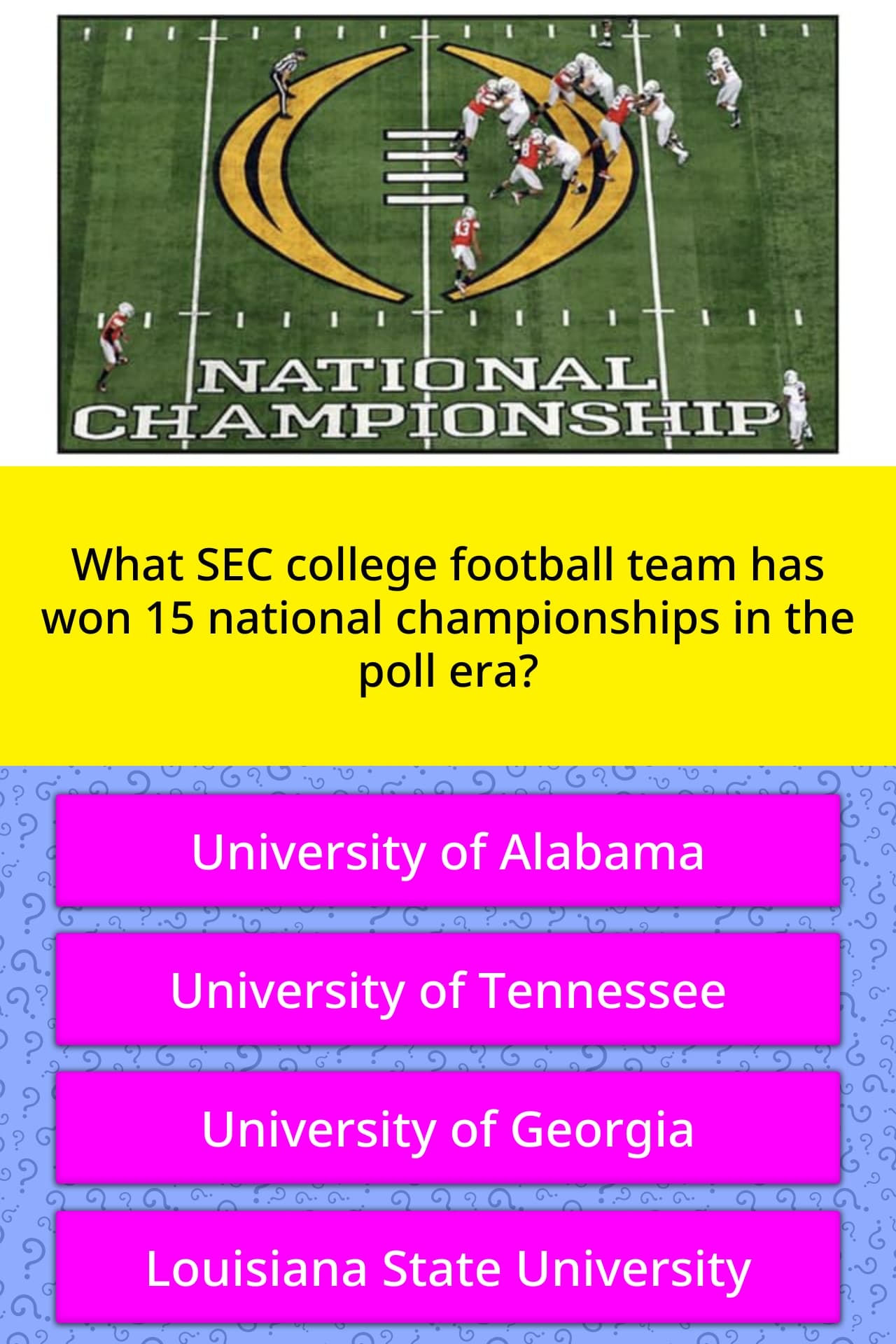 What Sec College Football Team Has Trivia Questions Quizzclub