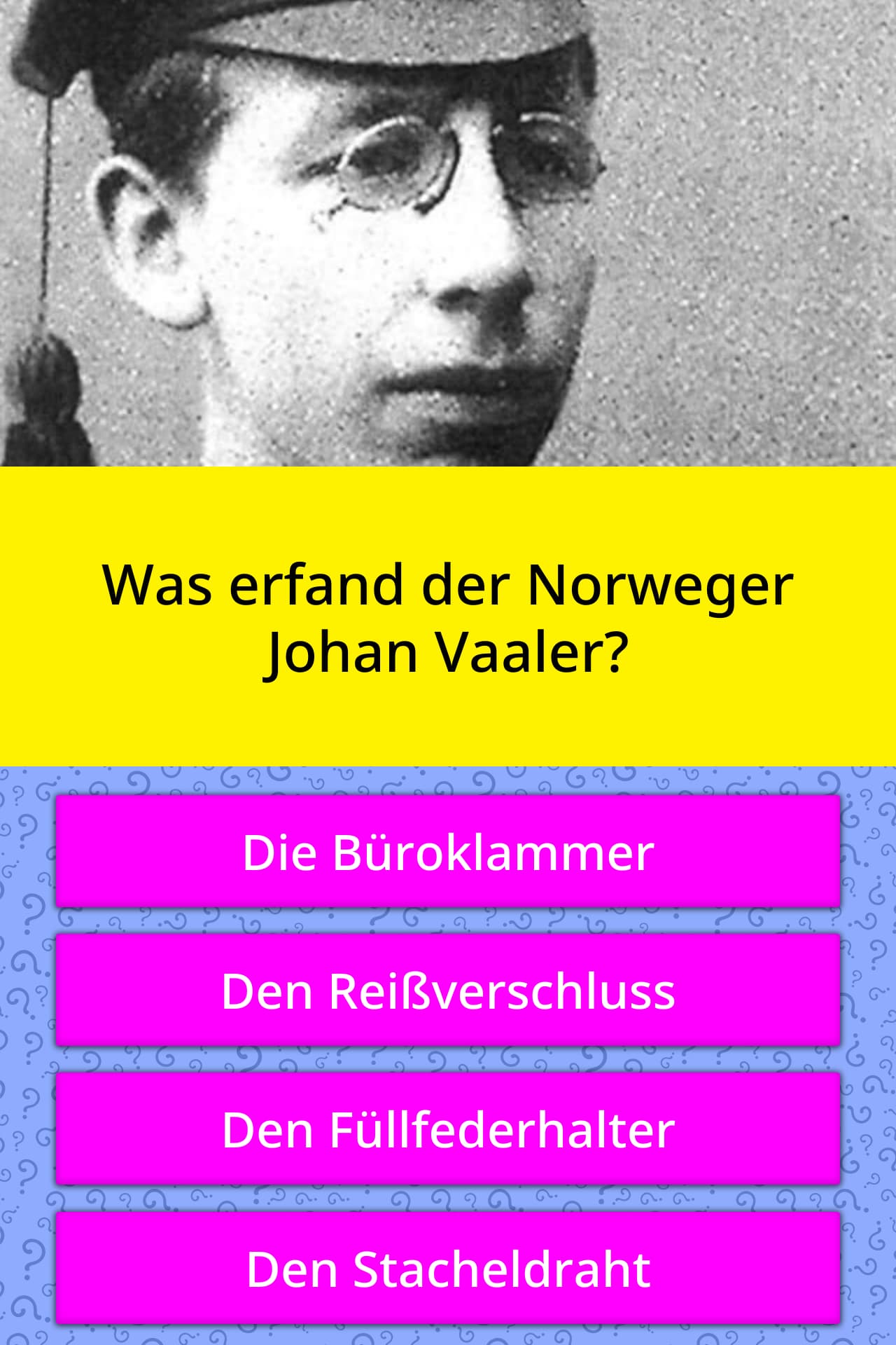 Was Erfand Der Norweger Johan Vaaler? | Quiz-Antworten | Quizzclub