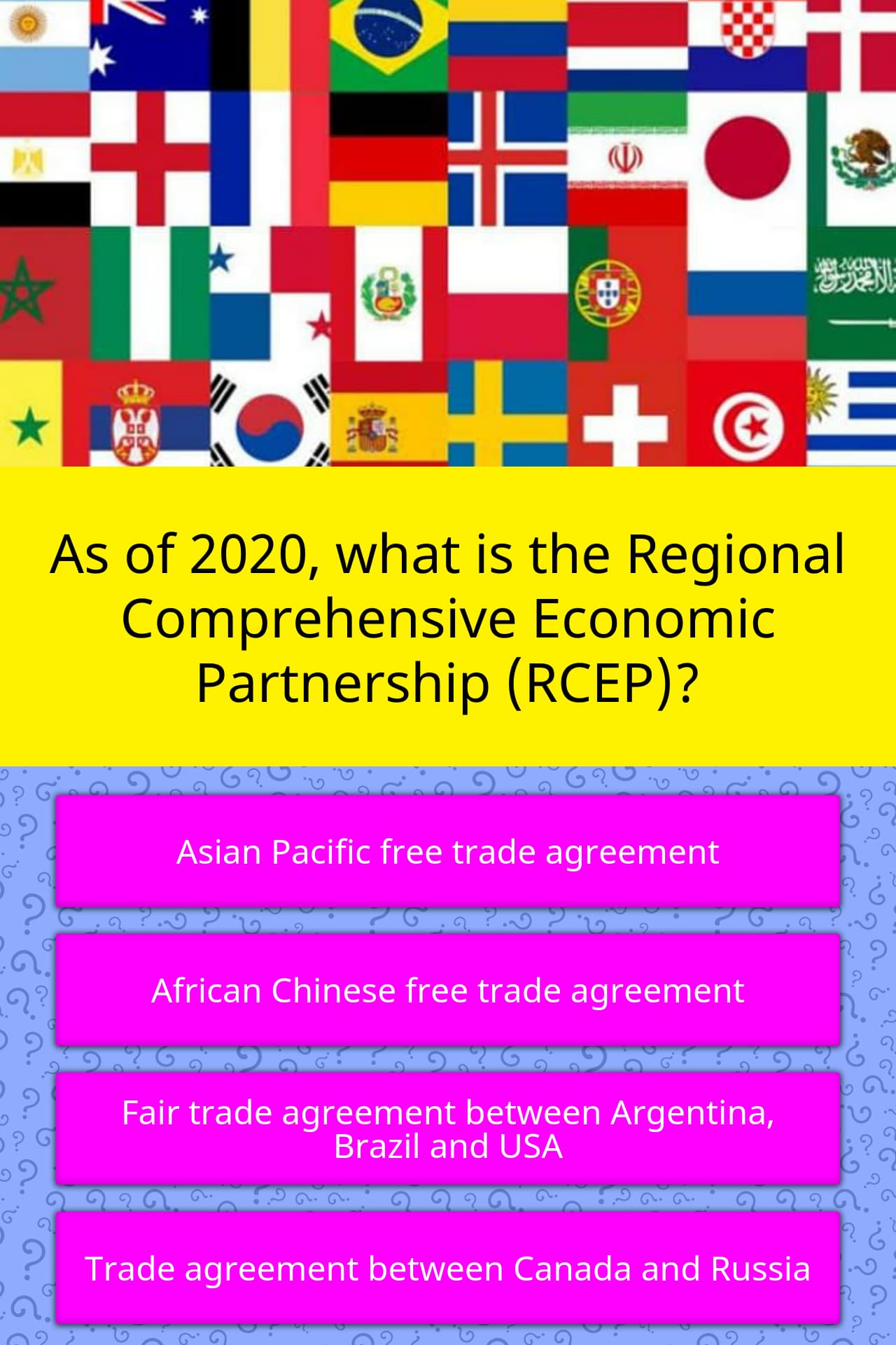 As of 2020, what is the Regional... | Trivia Answers | QuizzClub 